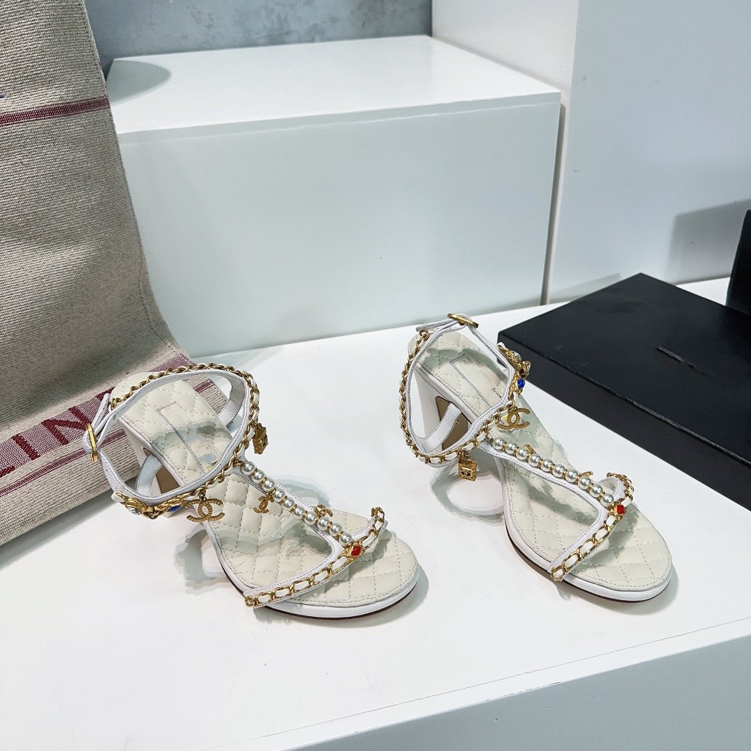 high heel sandal 85 white quilted calfskin mop