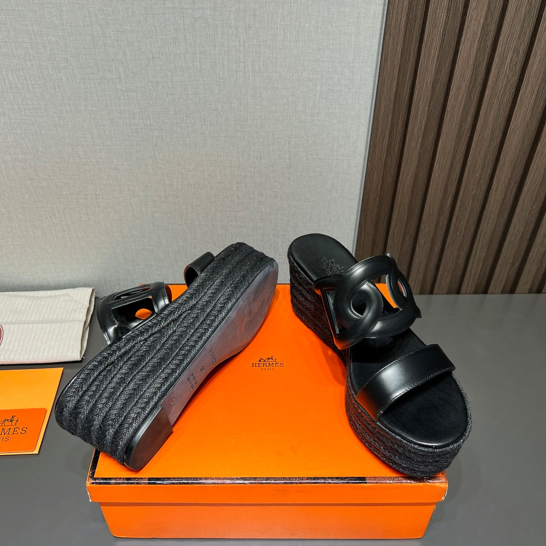 ITHEA 80 ESPADRILLE BLACK CALFSKIN