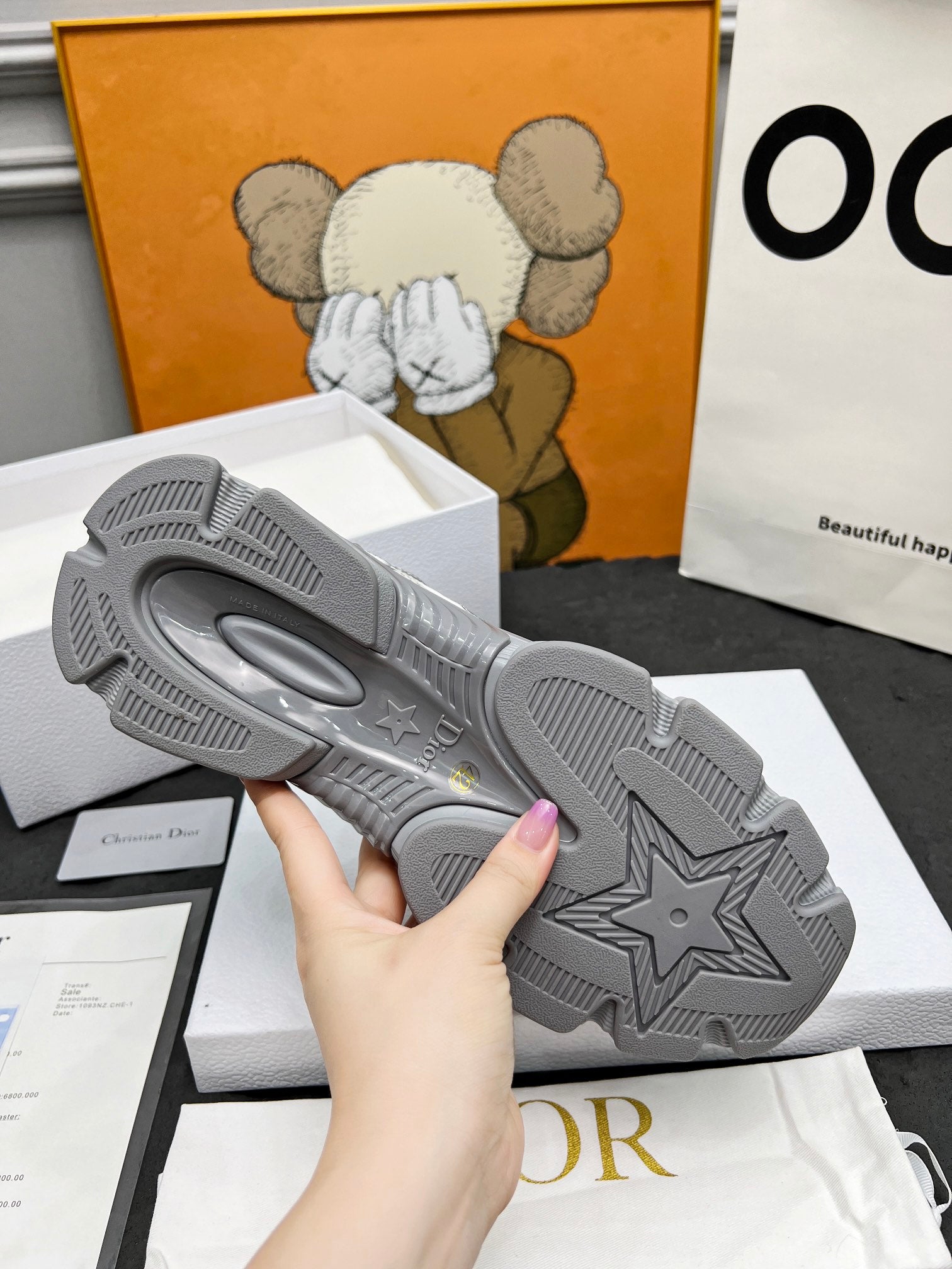 CD Chrono Sneaker Grey Mesh Fabric And Calfskin