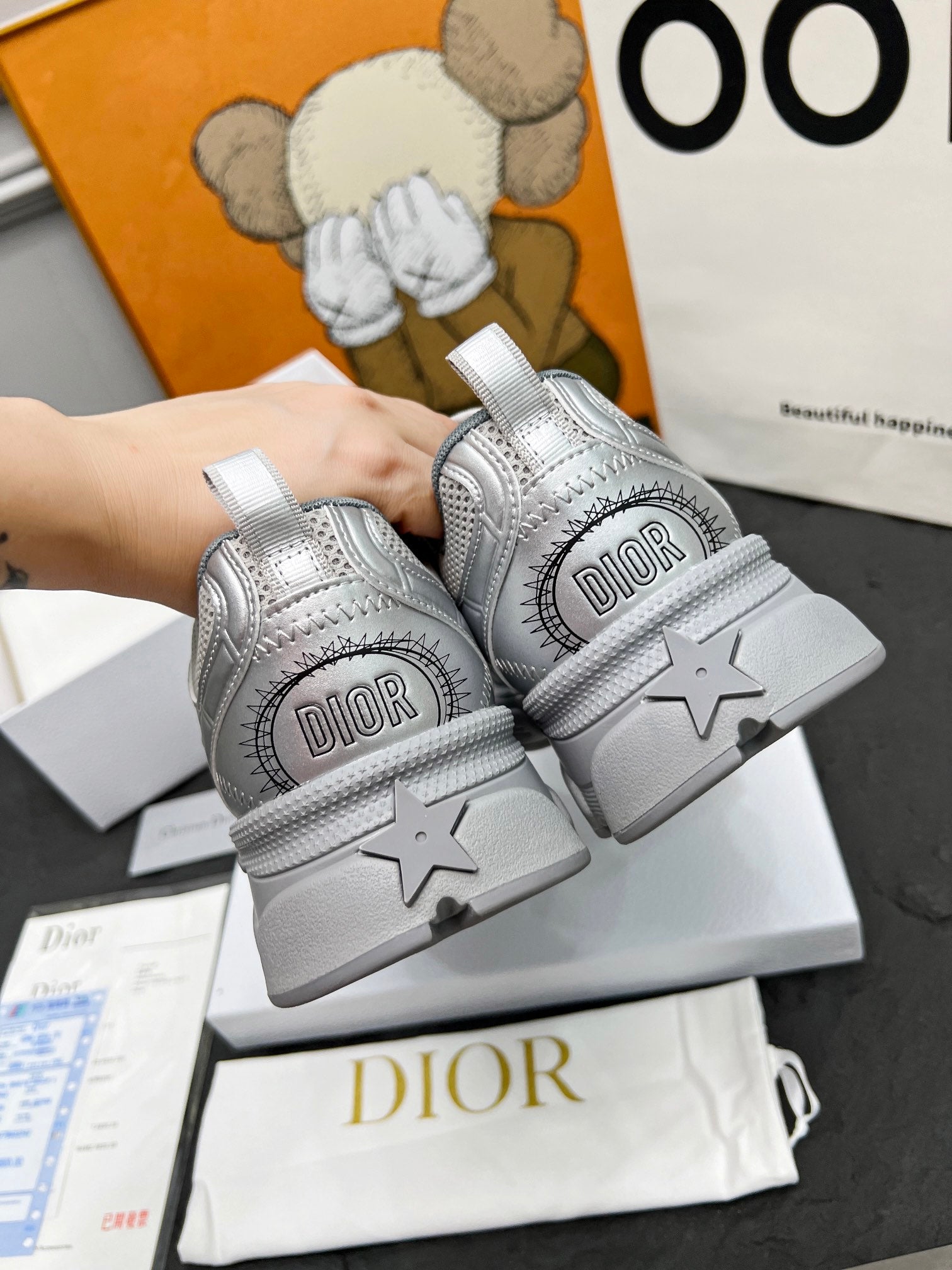 CD Chrono Sneaker Grey Mesh Fabric And Calfskin