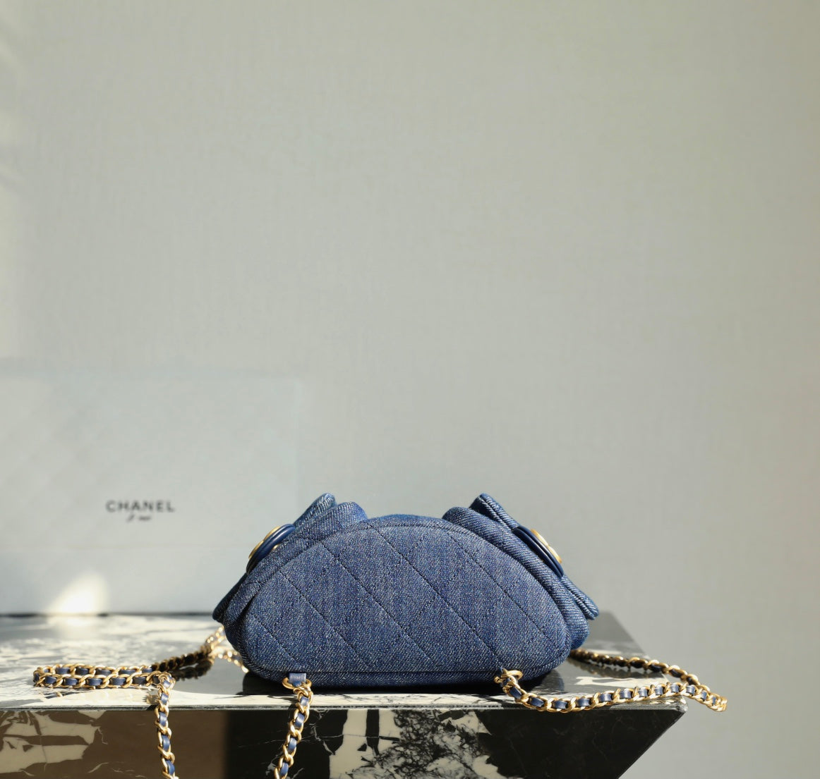CC Drawstring Backpack Dark Blue Denim