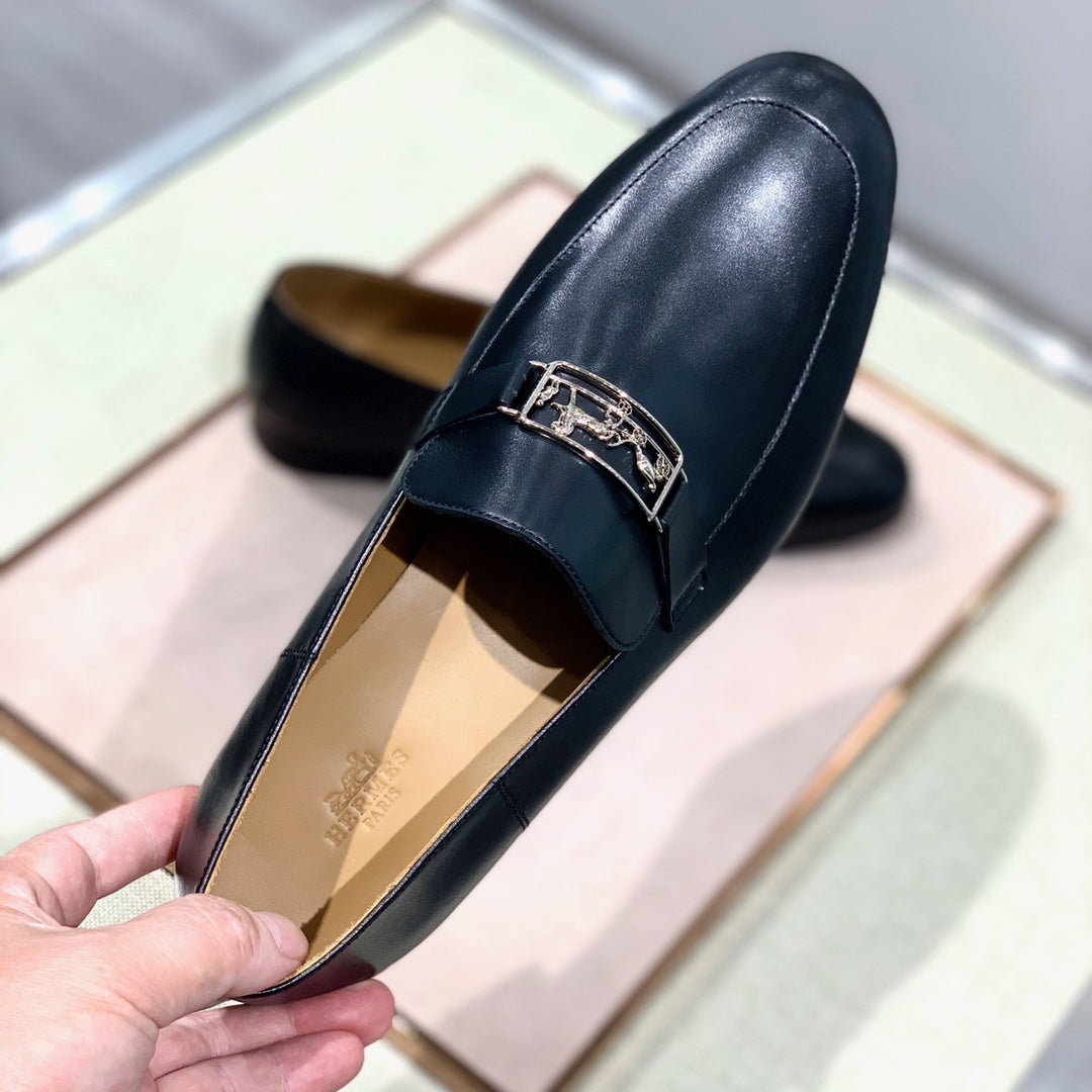 HM Men's Loafer Black Calfskin 539688