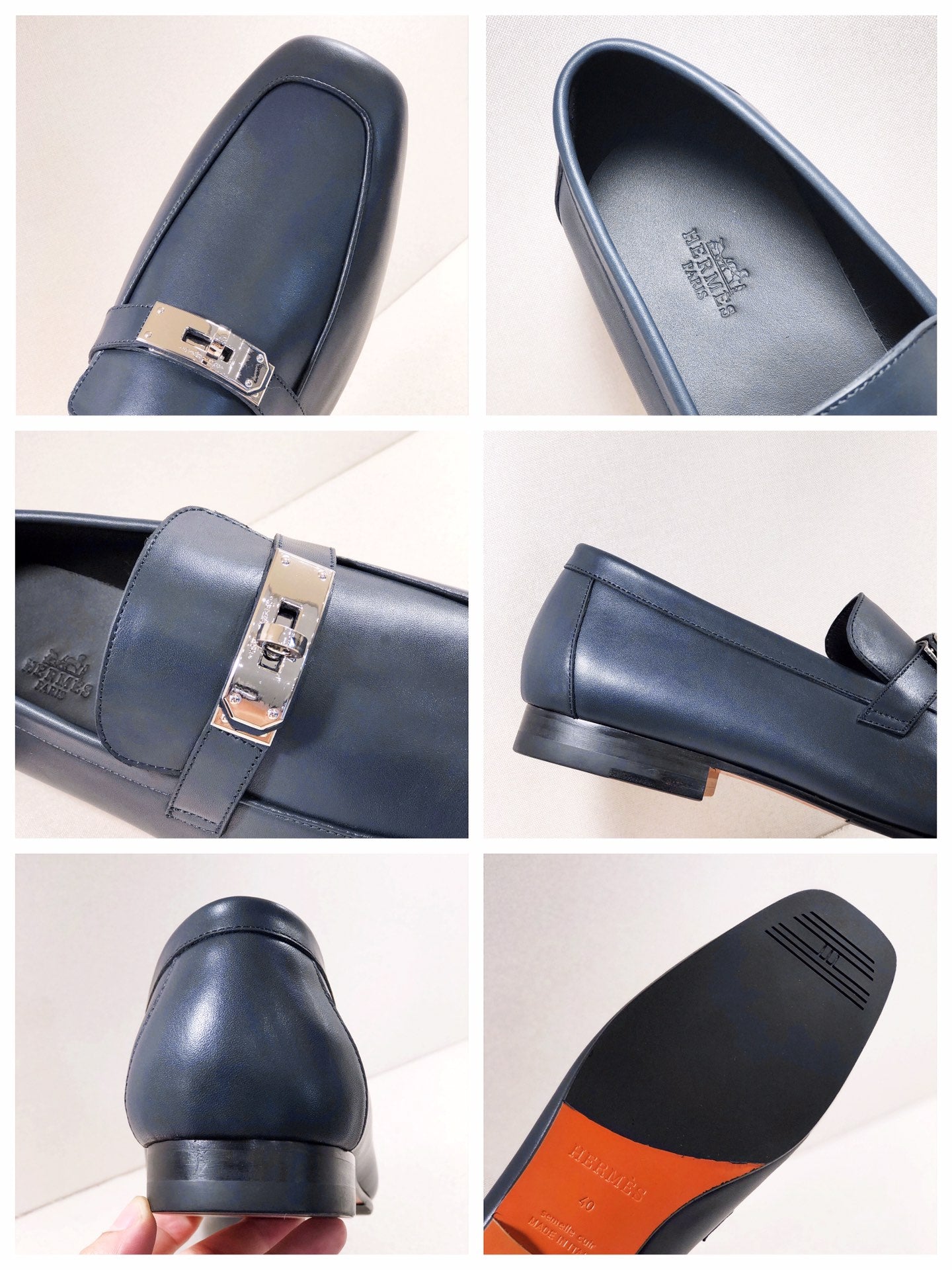 HM Men's Loafer Navy Blue Calfskin 539738