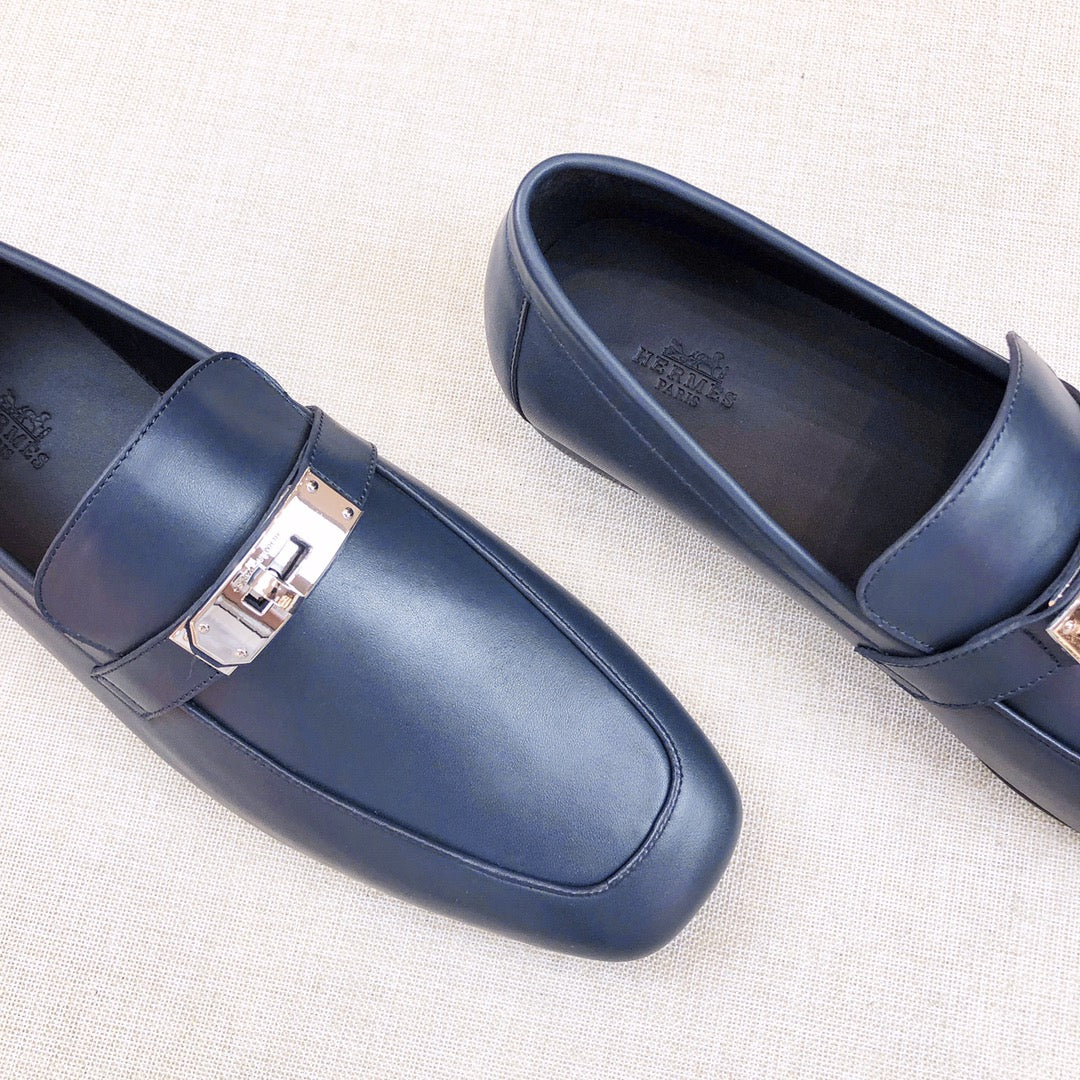 HM Men's Loafer Navy Blue Calfskin 539738