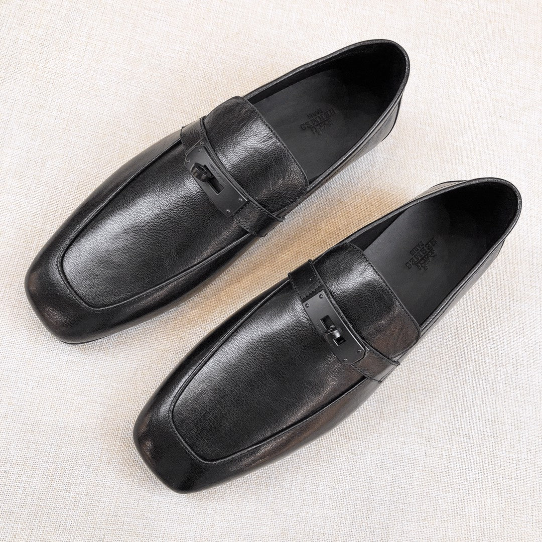 HM Men's Loafer Black Calfskin 539740