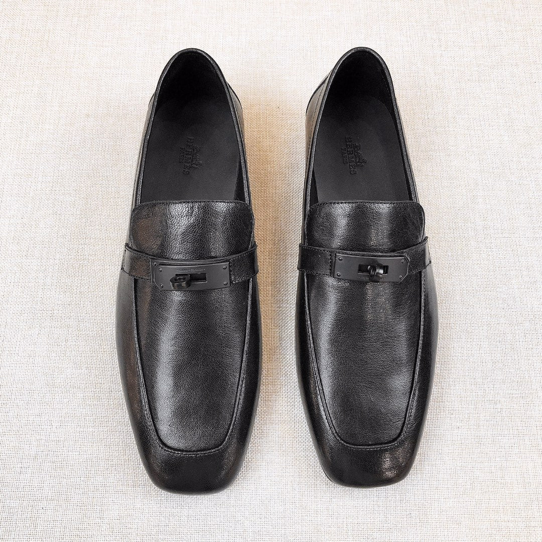 HM Men's Loafer Black Calfskin 539740