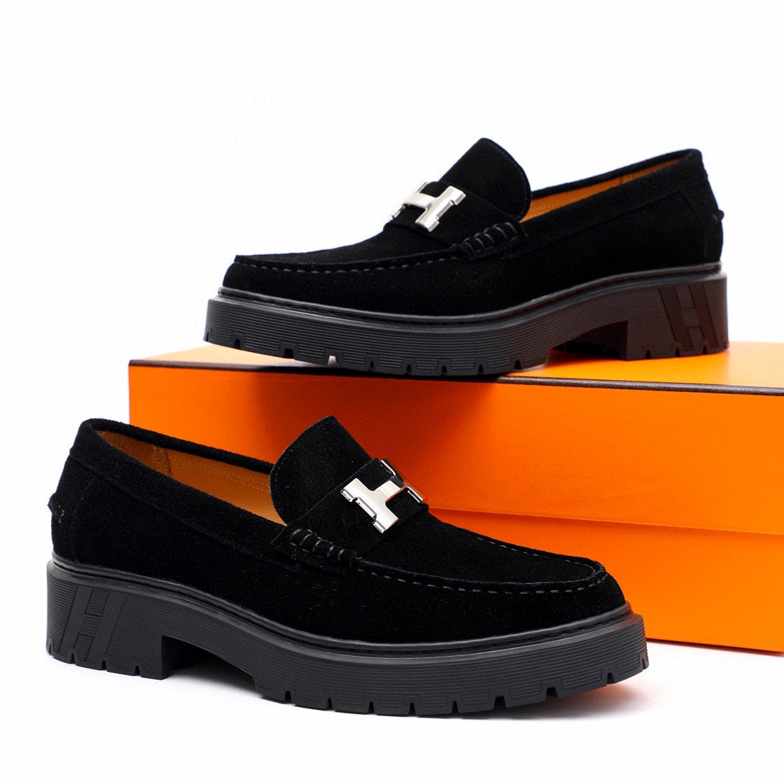 HM Men's Loafer Black Suede 616531