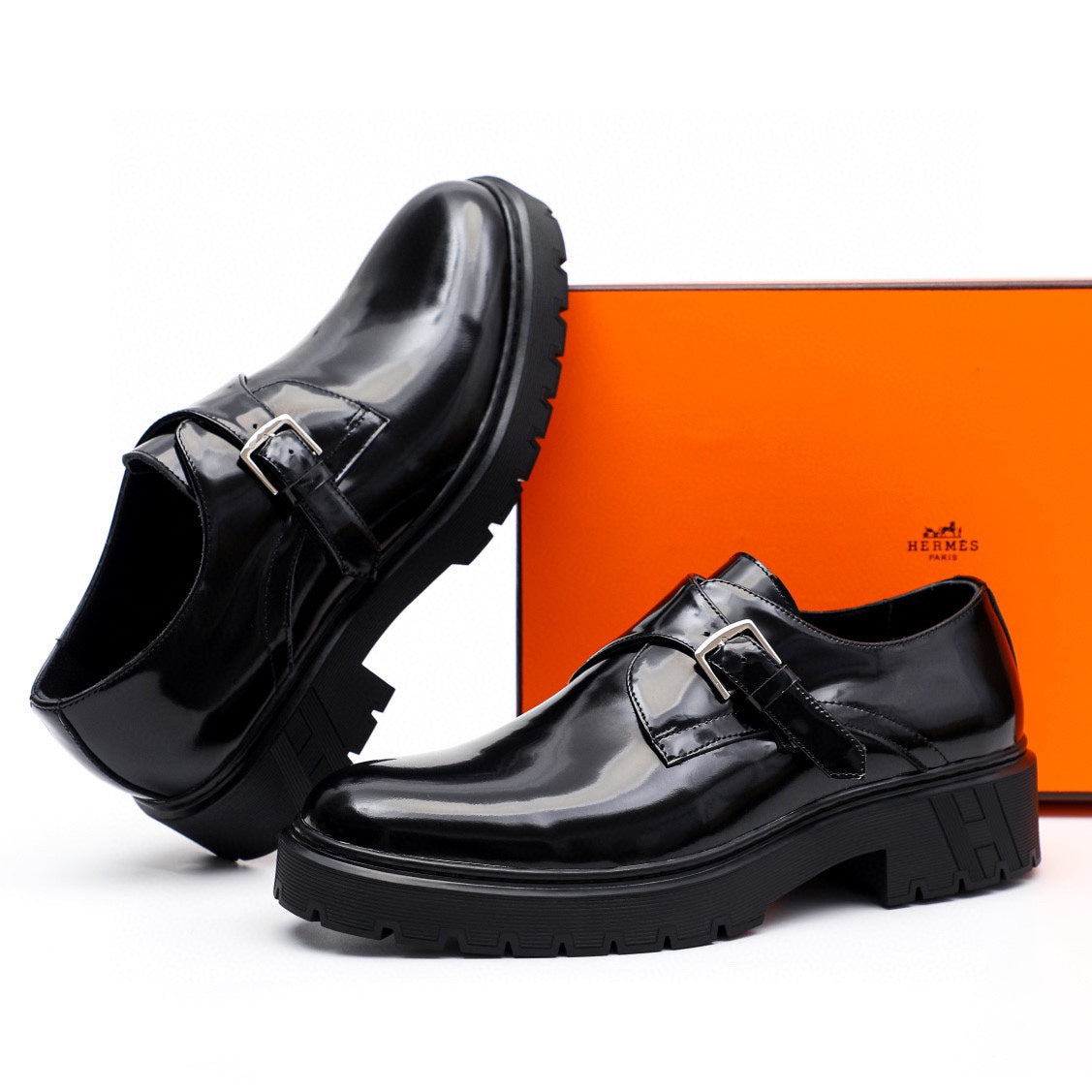 HM Men's Loafer Black Patent Leather 616538