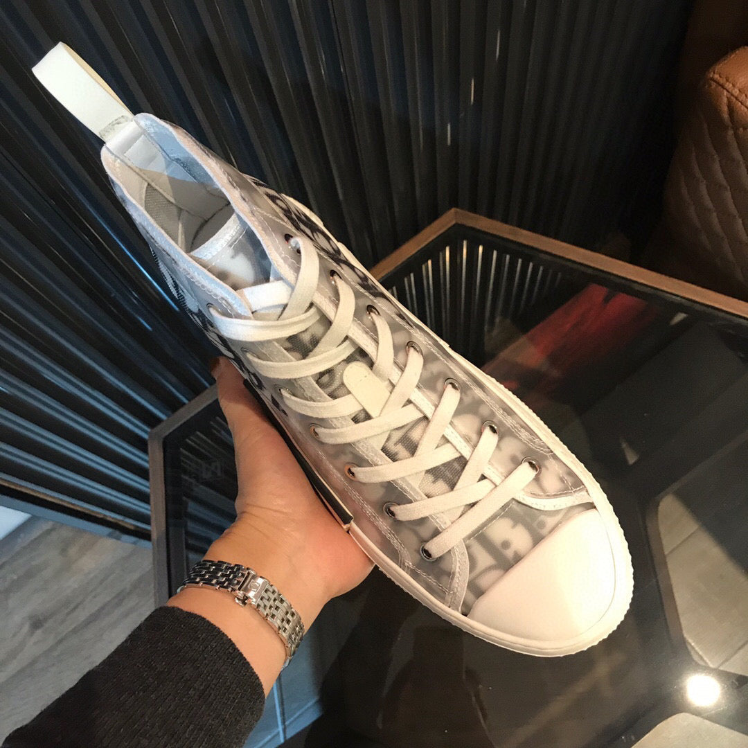 CD High Sneaker White Black Oblique Canvas