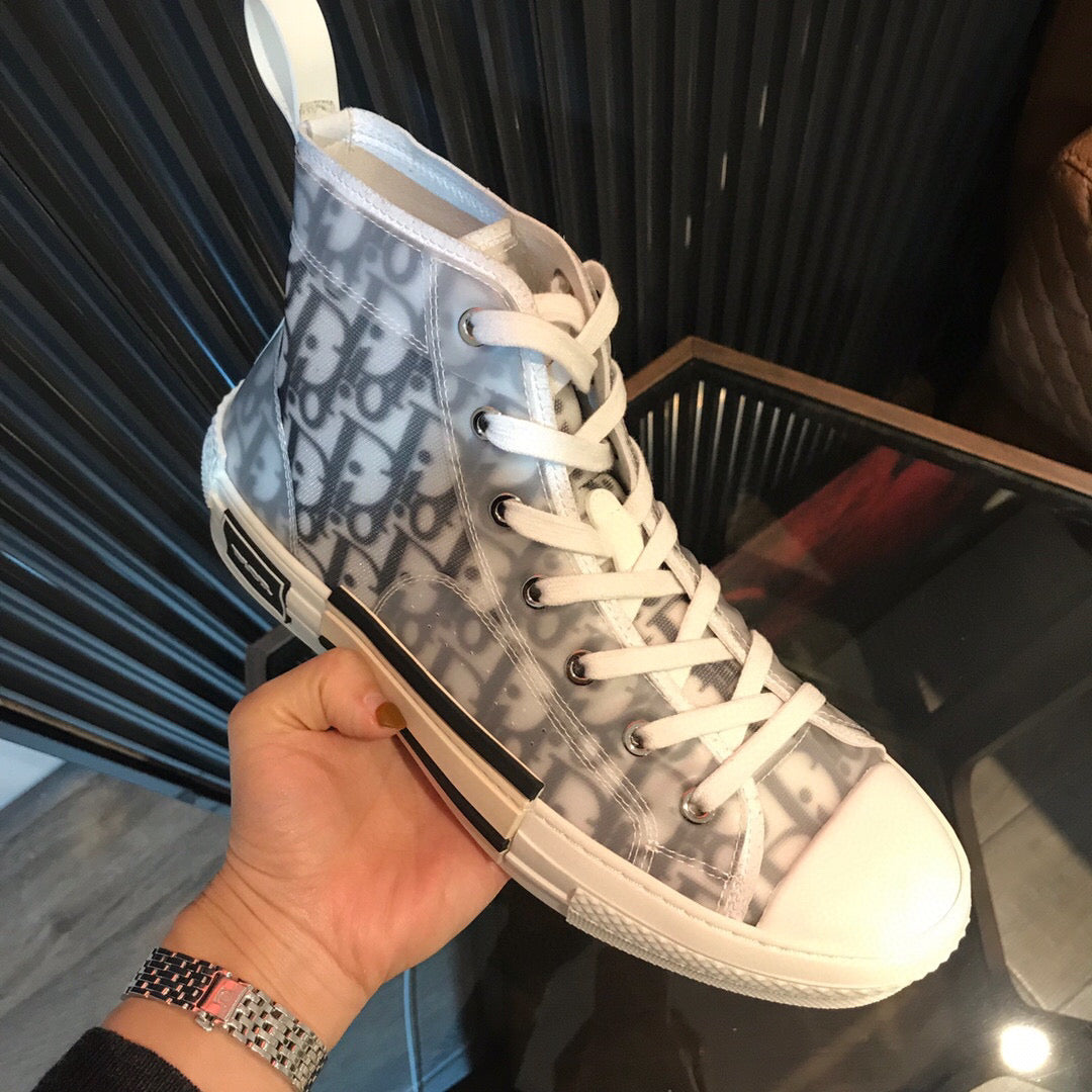 CD High Sneaker White Black Oblique Canvas