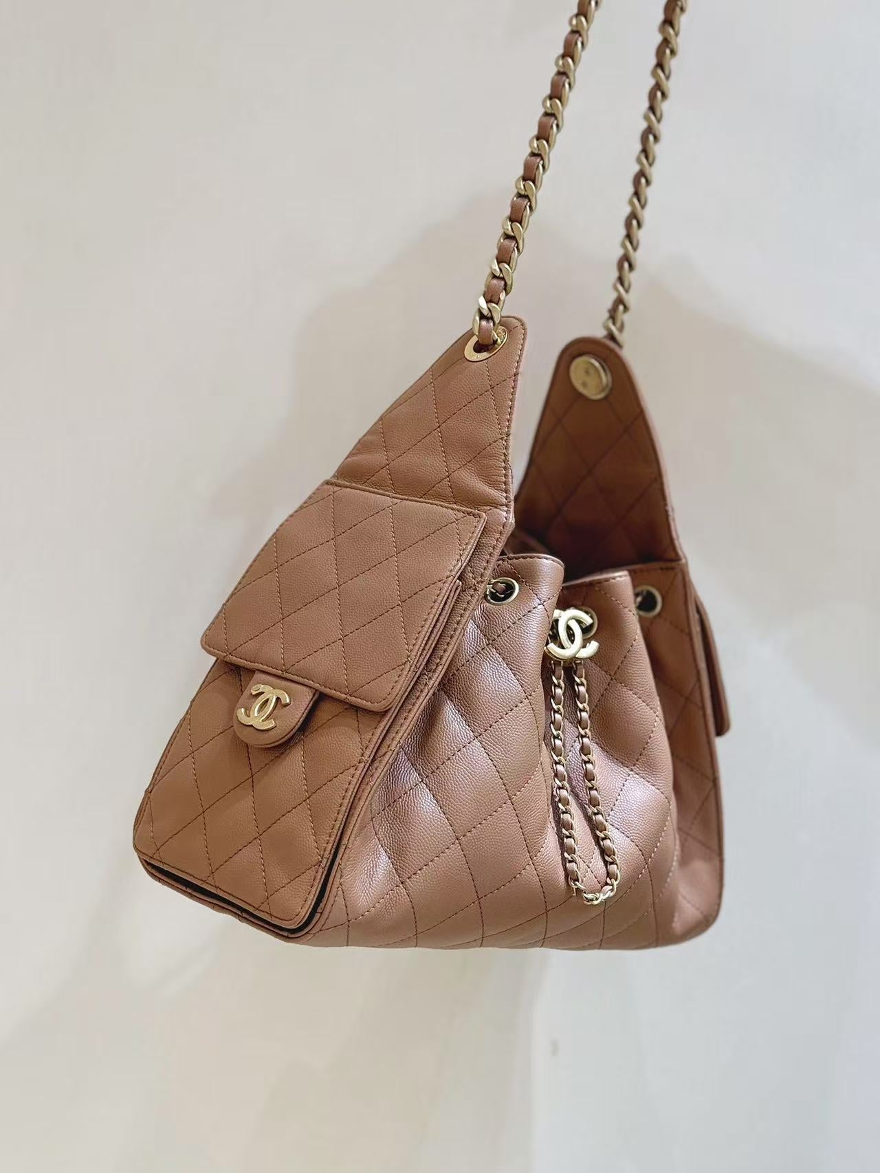 CC 25C Hobo Bag 30cm Brown Grained Calfskin