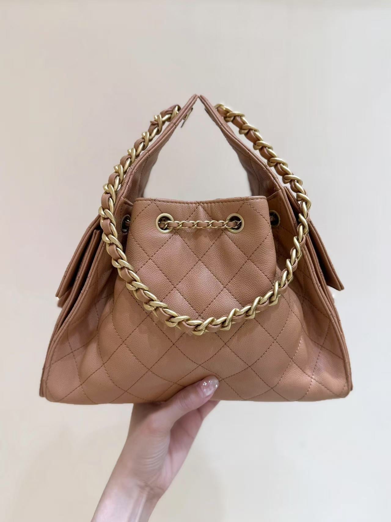 CC 25C Hobo Bag 30cm Brown Grained Calfskin