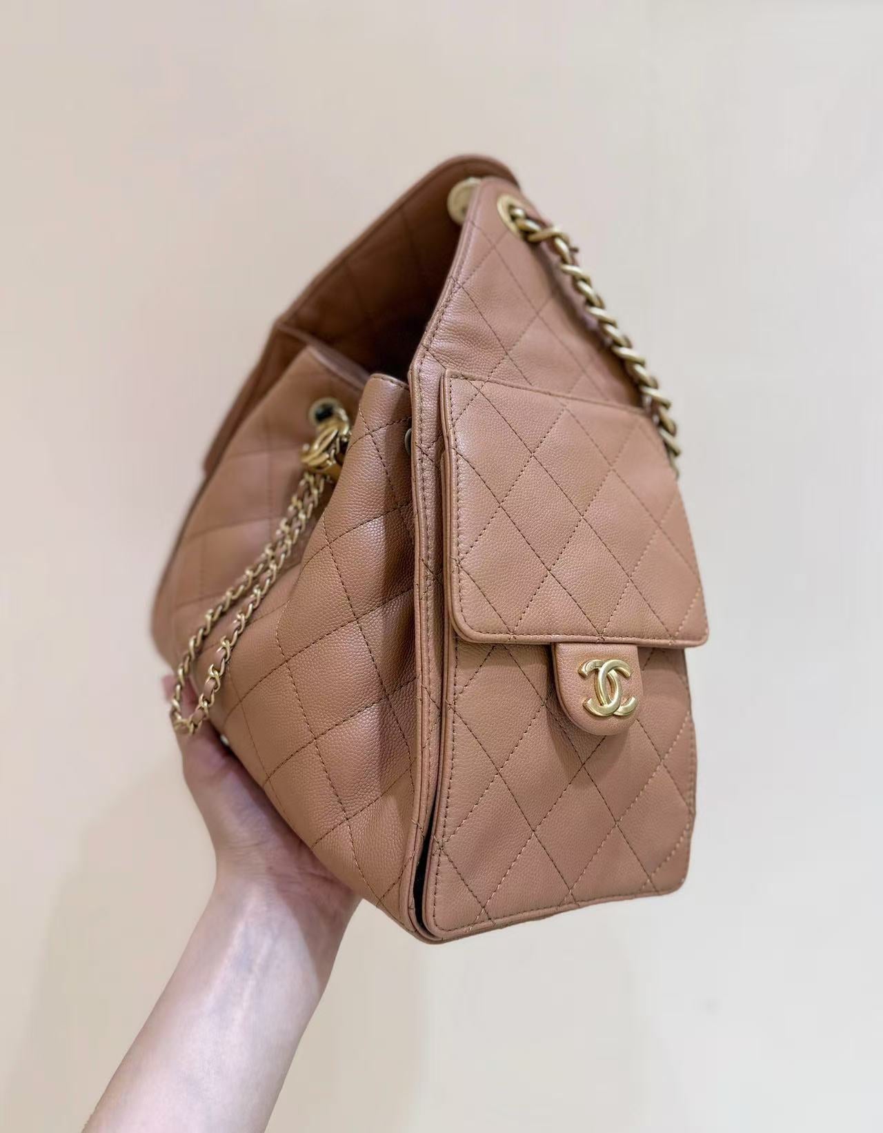 CC 25C Hobo Bag 30cm Brown Grained Calfskin