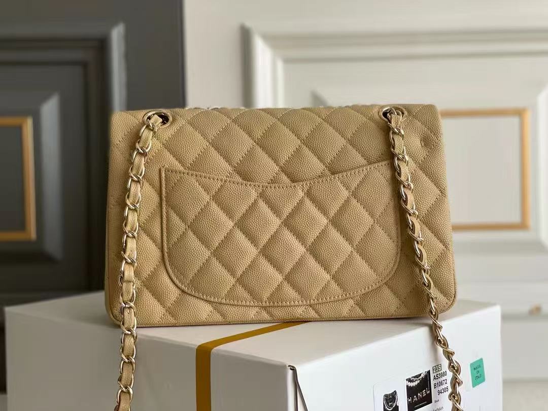 flap bag mini 23cm beige caviar gold hardware