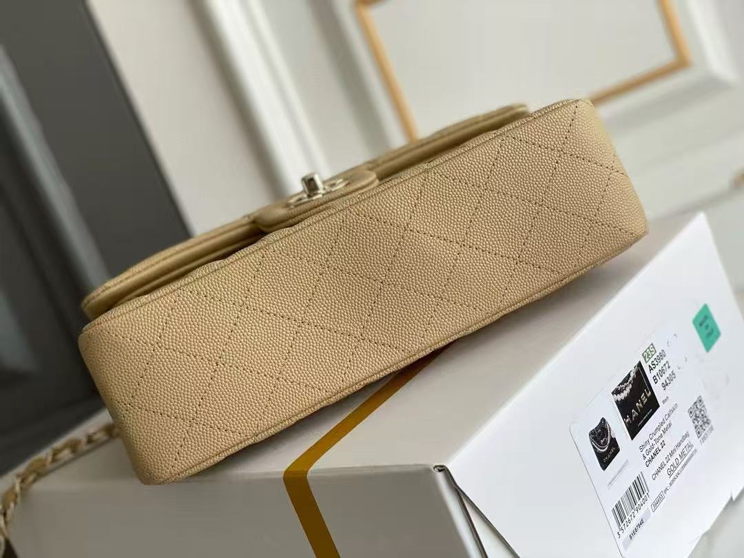 flap bag mini 23cm beige caviar gold hardware