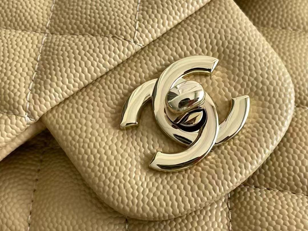 flap bag mini 23cm beige caviar gold hardware