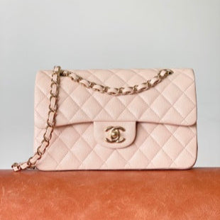 CC classic flap bag 23 pink beige caviar lamskin
