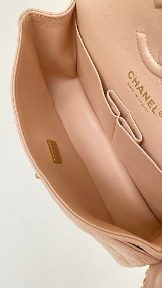 CC classic flap bag 23 pink beige caviar lamskin