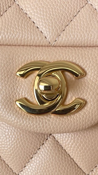 CC classic flap bag 23 pink beige caviar lamskin