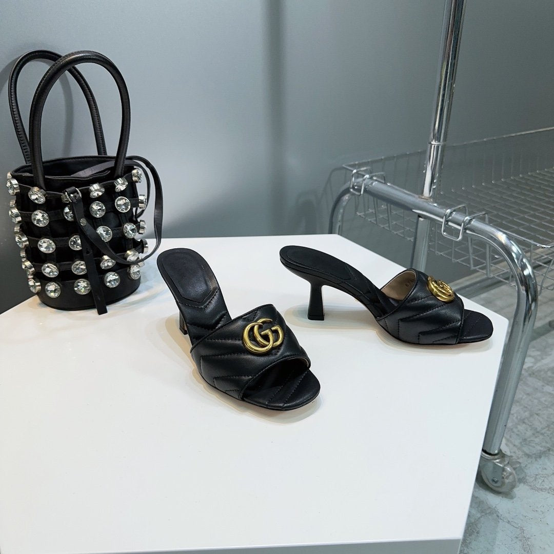 GG SANDALS HIGH-HEELED BLACK