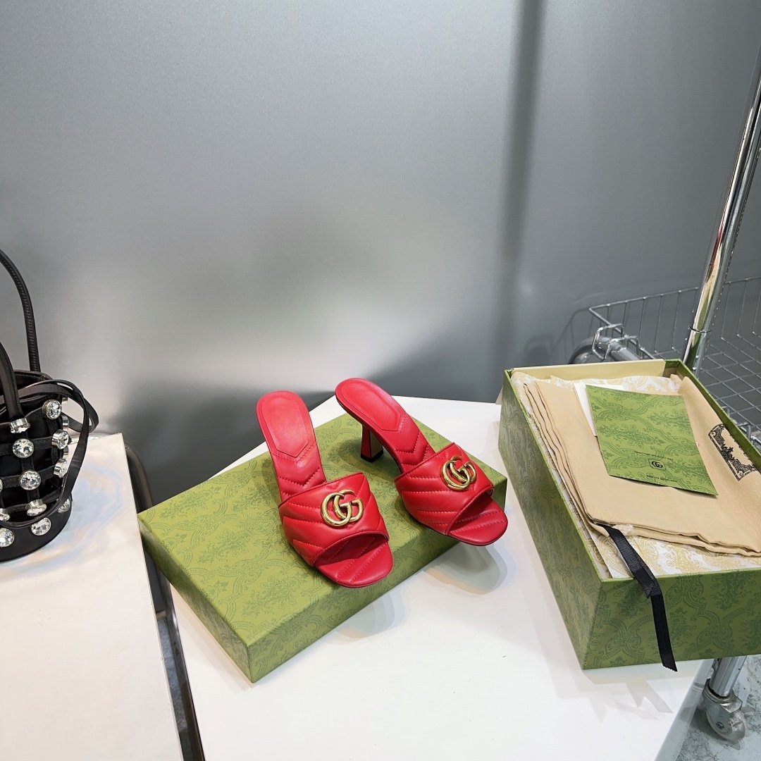 GG SANDALS HIGH-HEELED RED