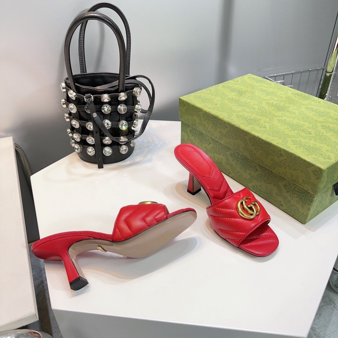 GG SANDALS HIGH-HEELED RED