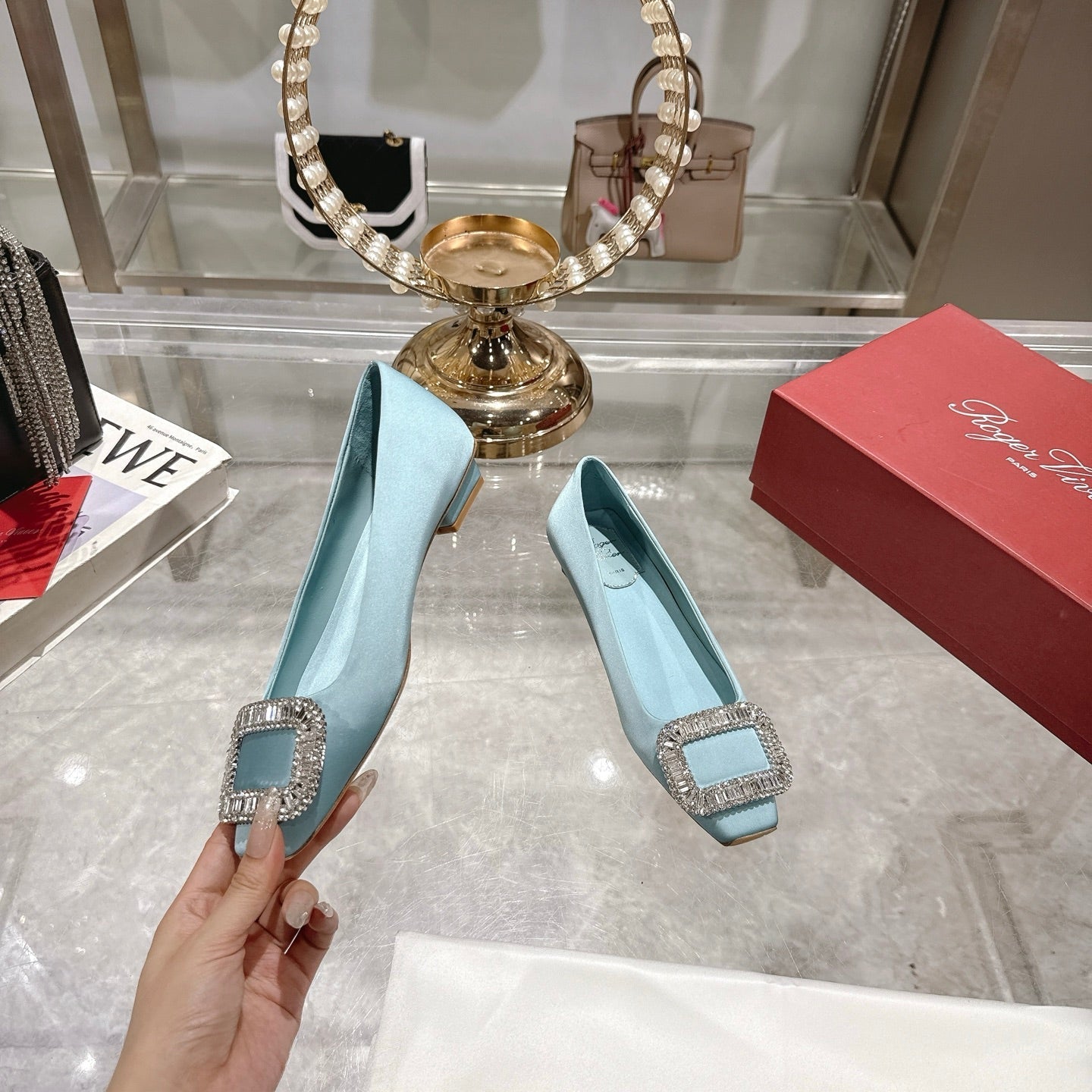 Bell Viv 25 Pumps Blue Imported Silk 300724