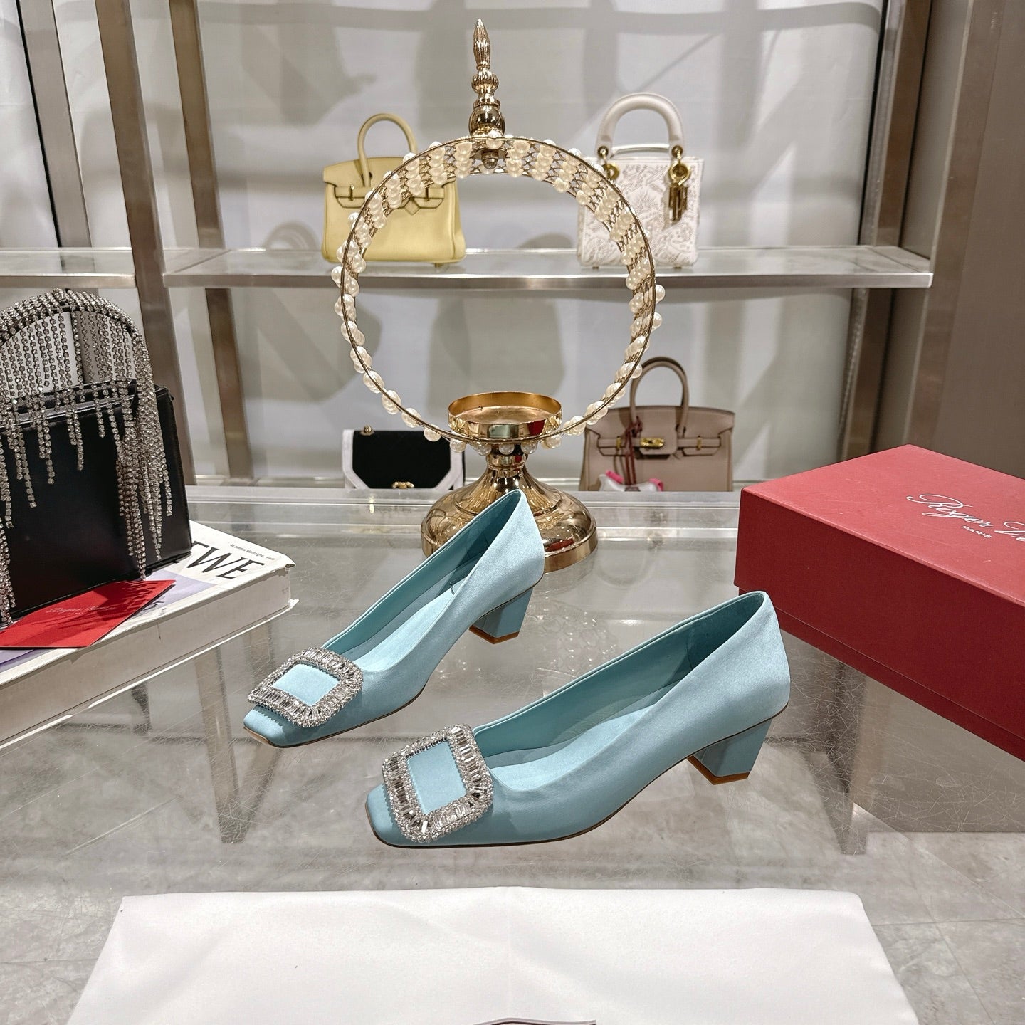 Bell Viv 25 Pumps Blue Imported Silk 300724