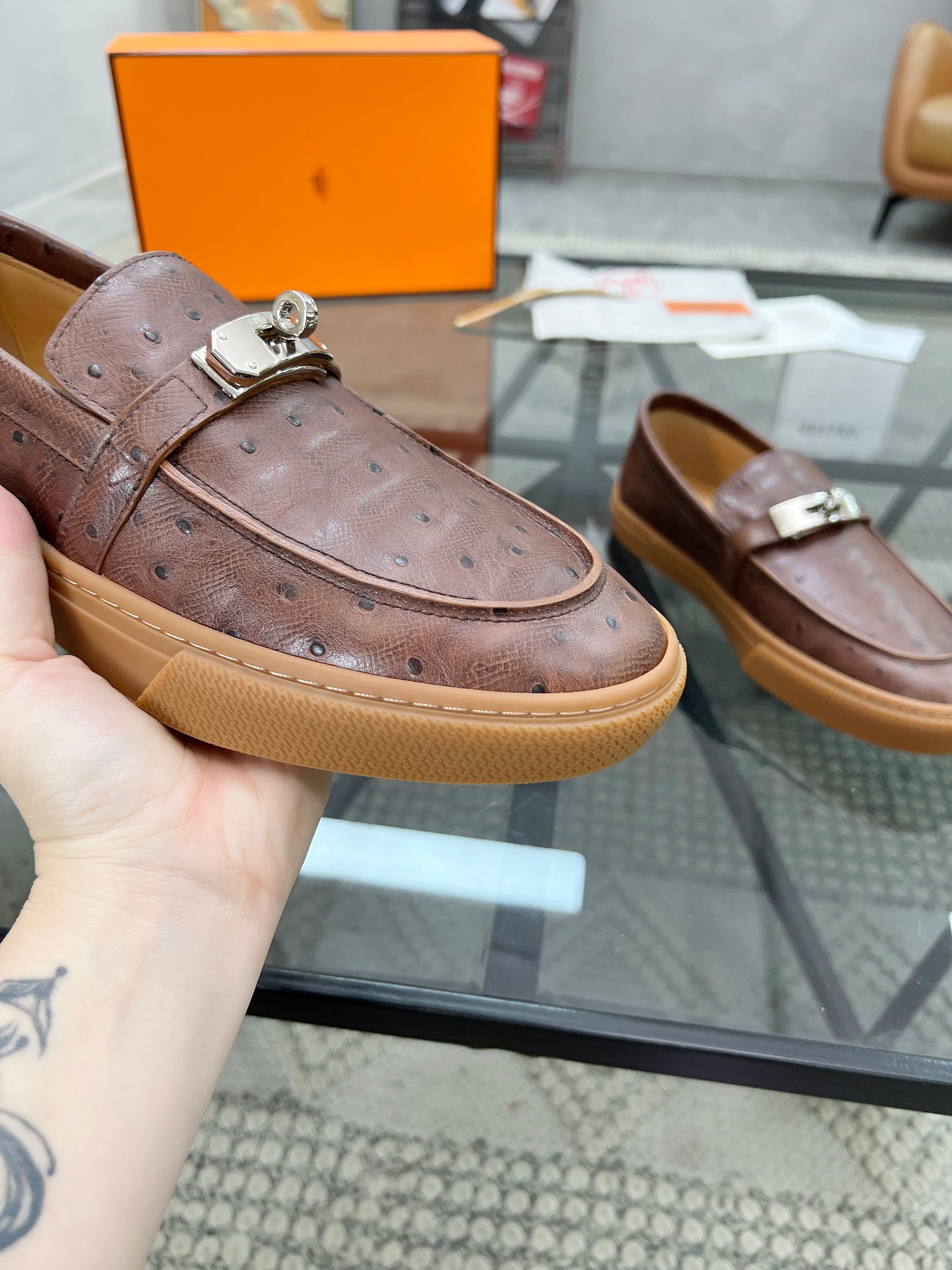 HM Men's Horsebit Loafers Brown Calfskin 621423