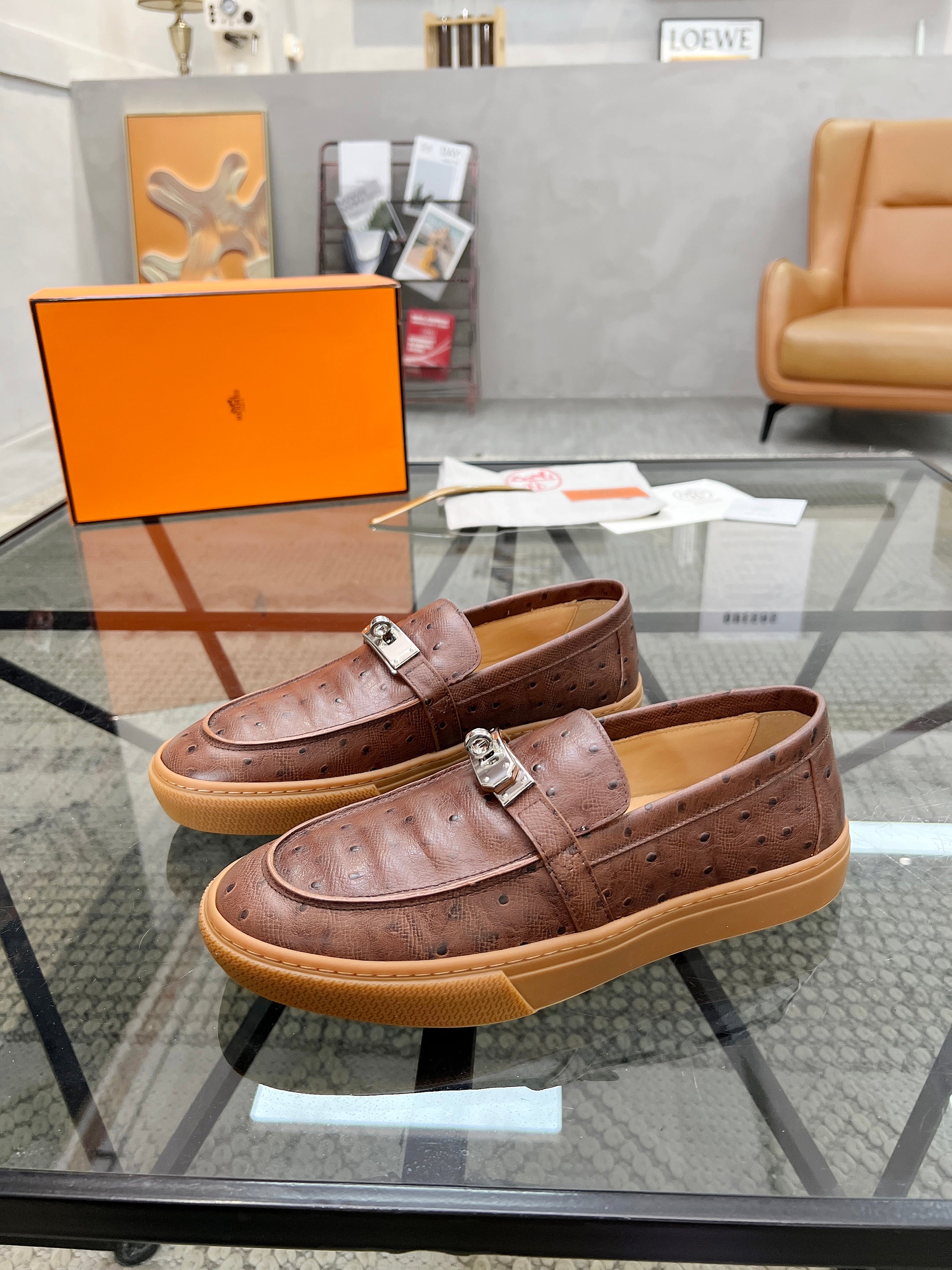 HM Men's Horsebit Loafers Brown Calfskin 621423