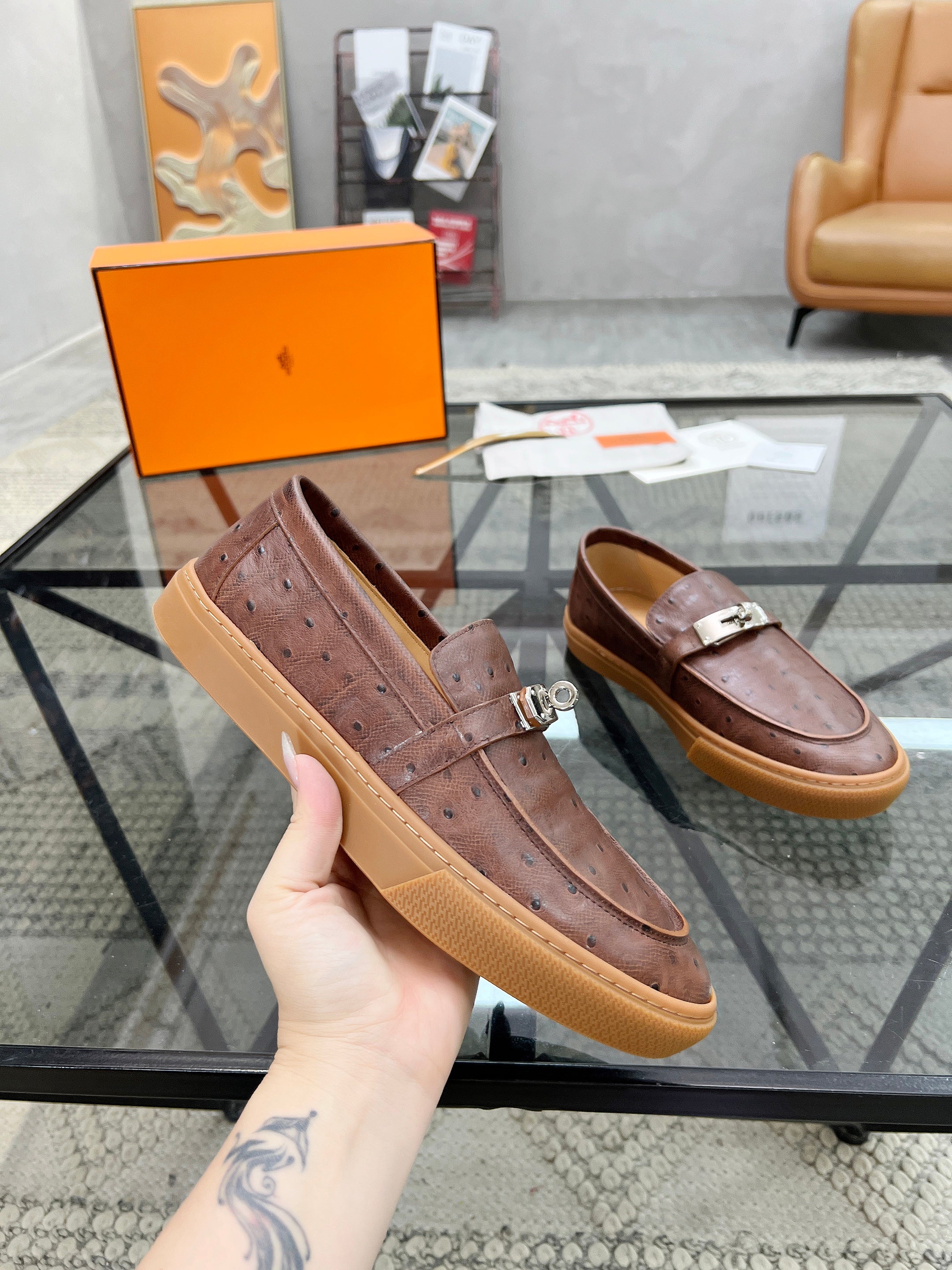 HM Men's Horsebit Loafers Brown Calfskin 621423