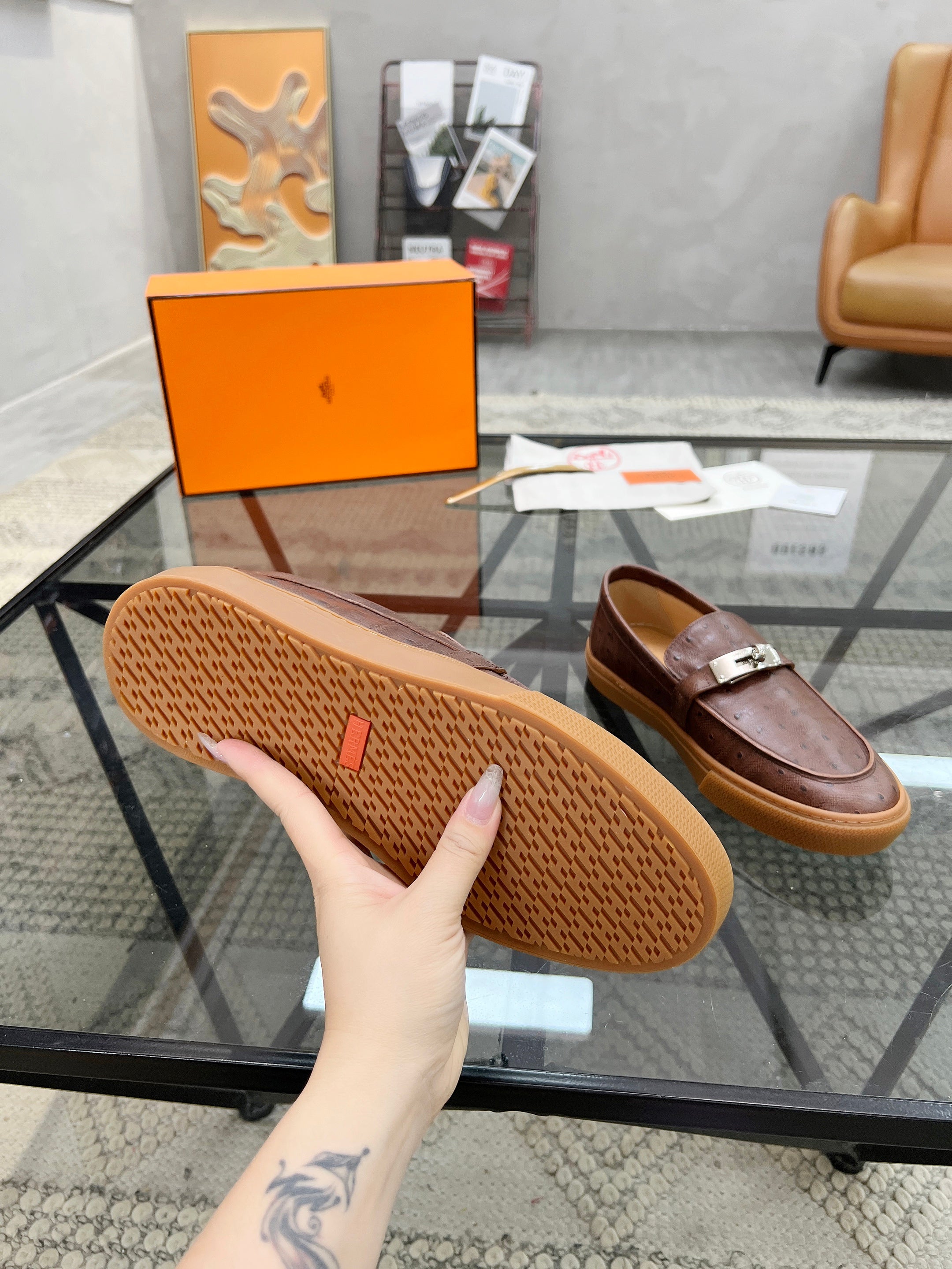 HM Men's Horsebit Loafers Brown Calfskin 621423