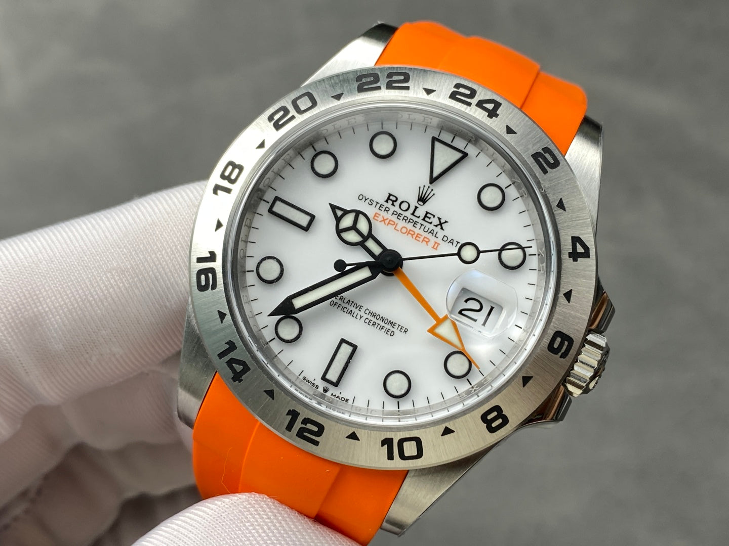 Rolex Explorer II 42mm Orange Silver White Dial