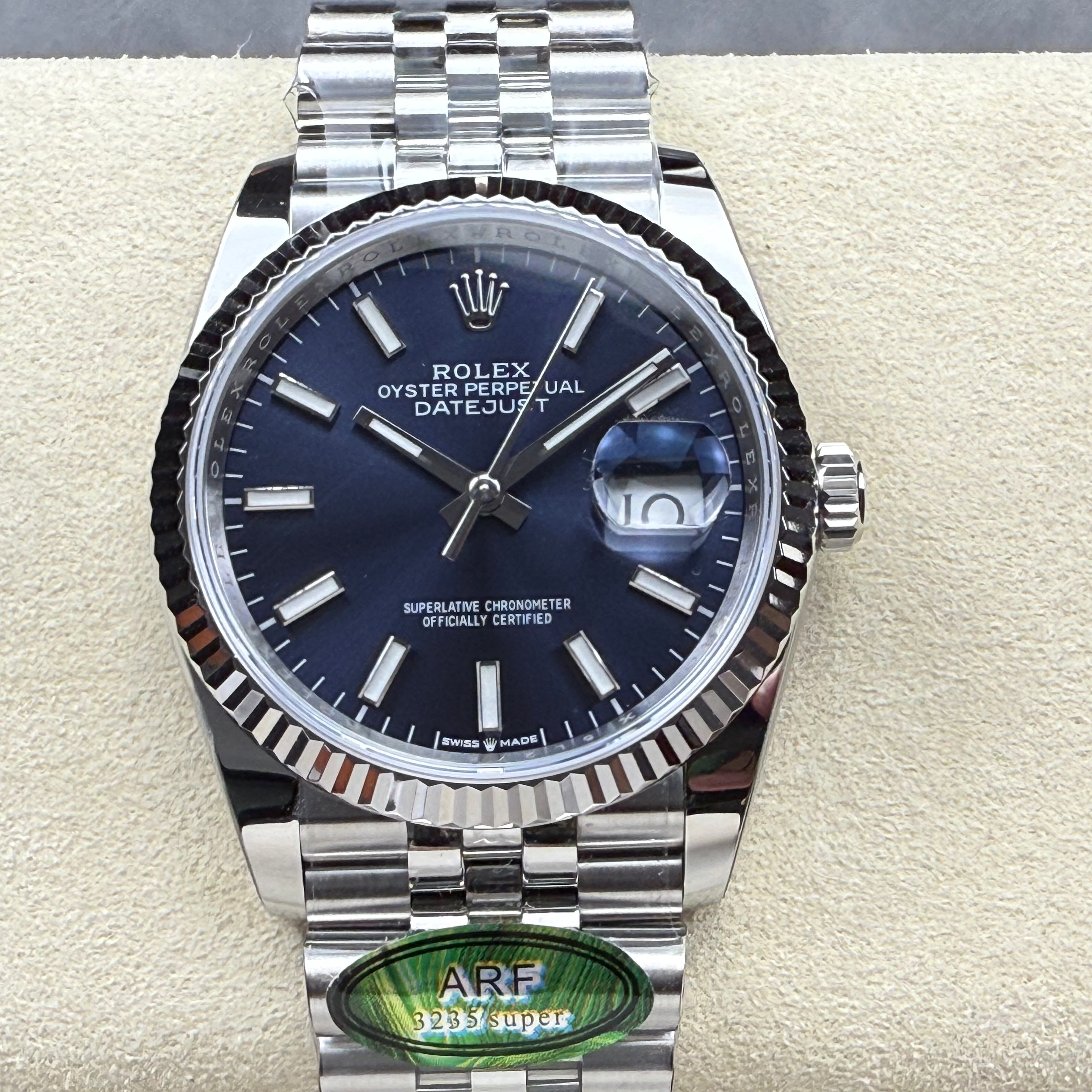 Rolex Day-Date 36mm Silver Navy Blue