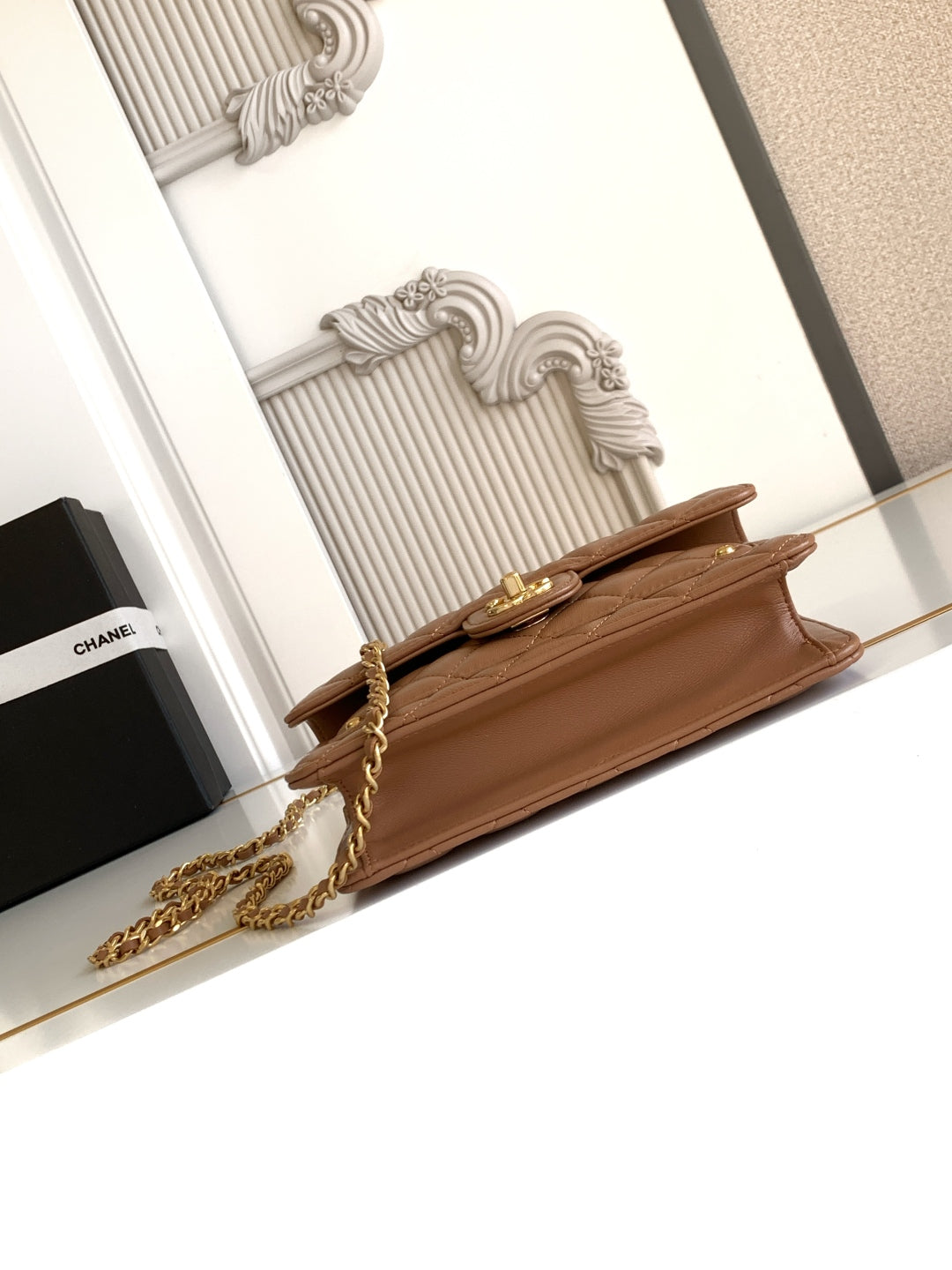 CC Handle Bag Double C Camel Lambskin Gold Hardware