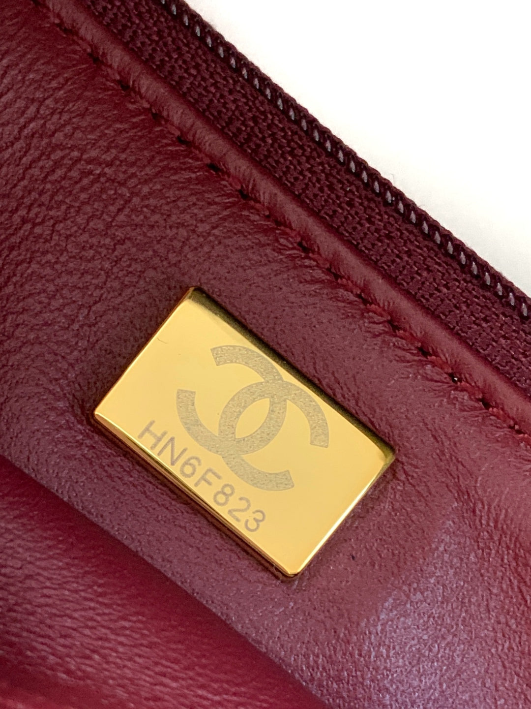 CC Handle Bag 19 Double C Burgundy Lambskin Gold Hardware