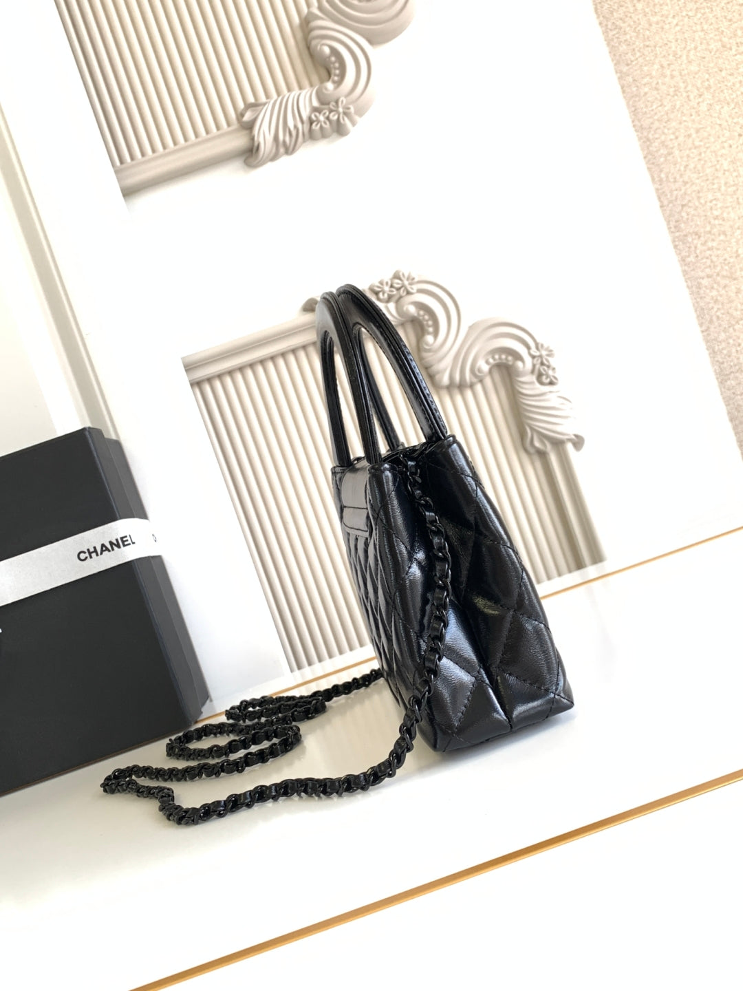 cc 24a nano 19cm kelly shopper bag lambskin black hardware