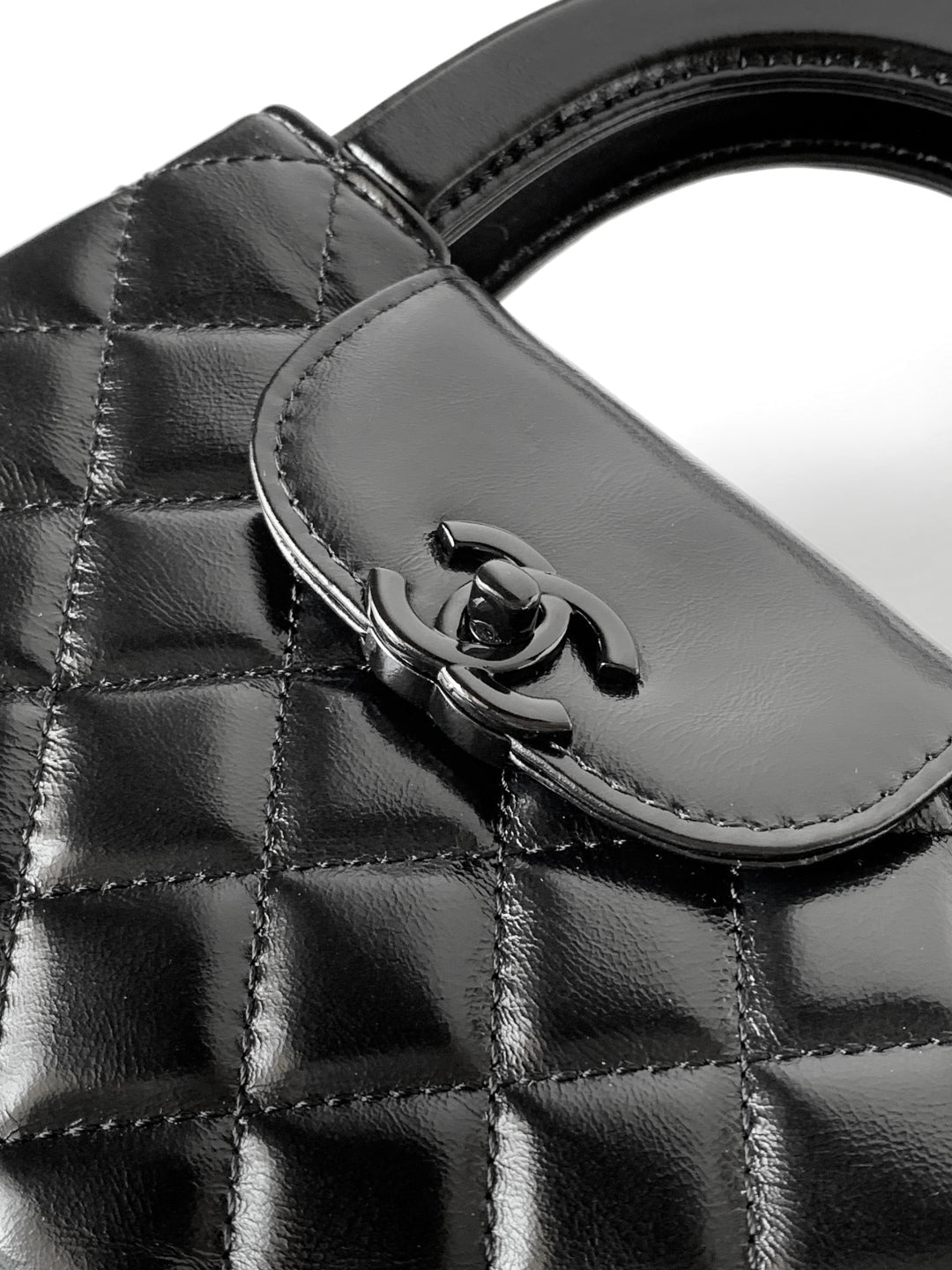 cc 24a nano 19cm kelly shopper bag lambskin black hardware