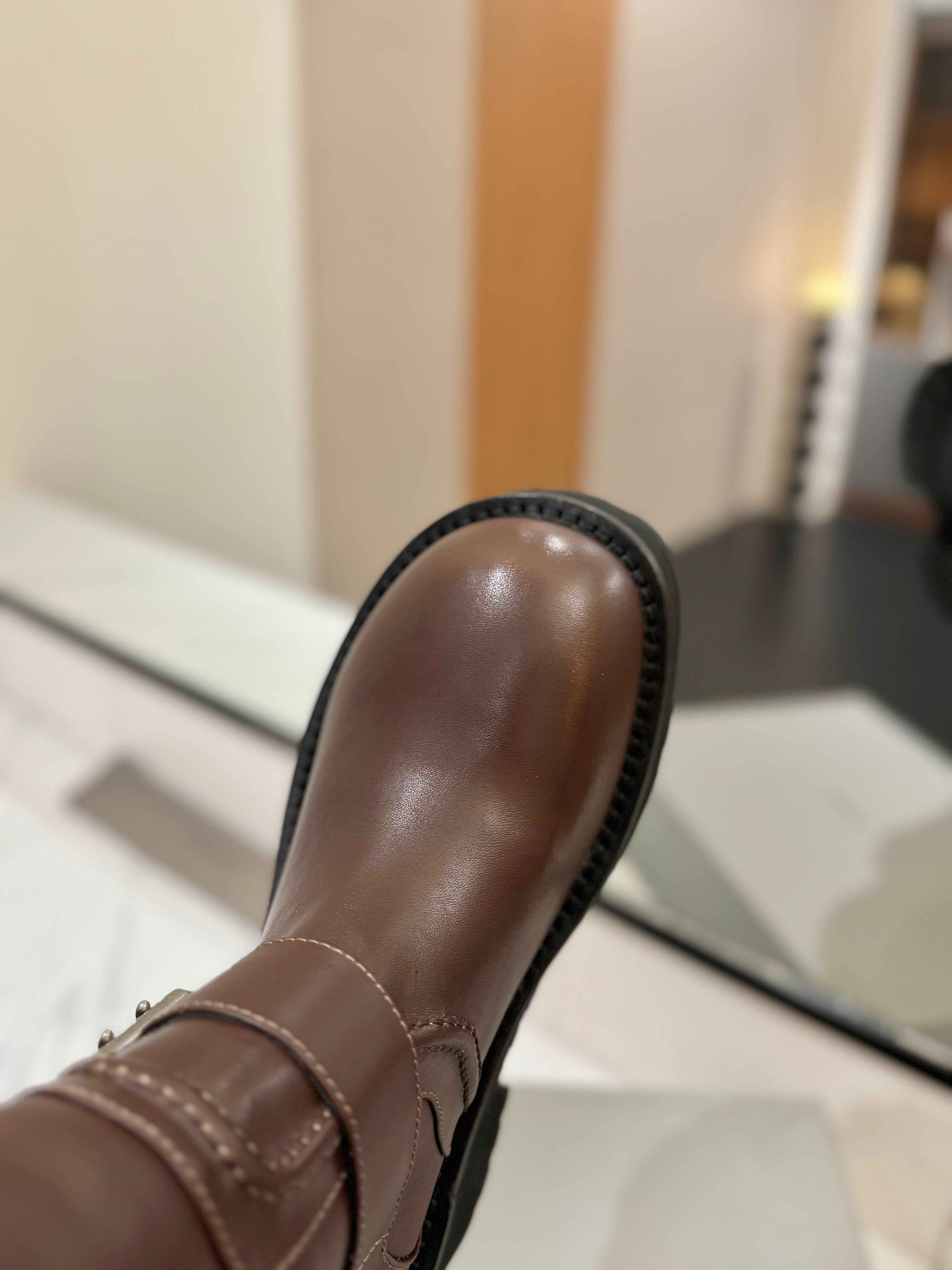 Balenciaga 25s buckled mid-calf boots brown calfskin  467614