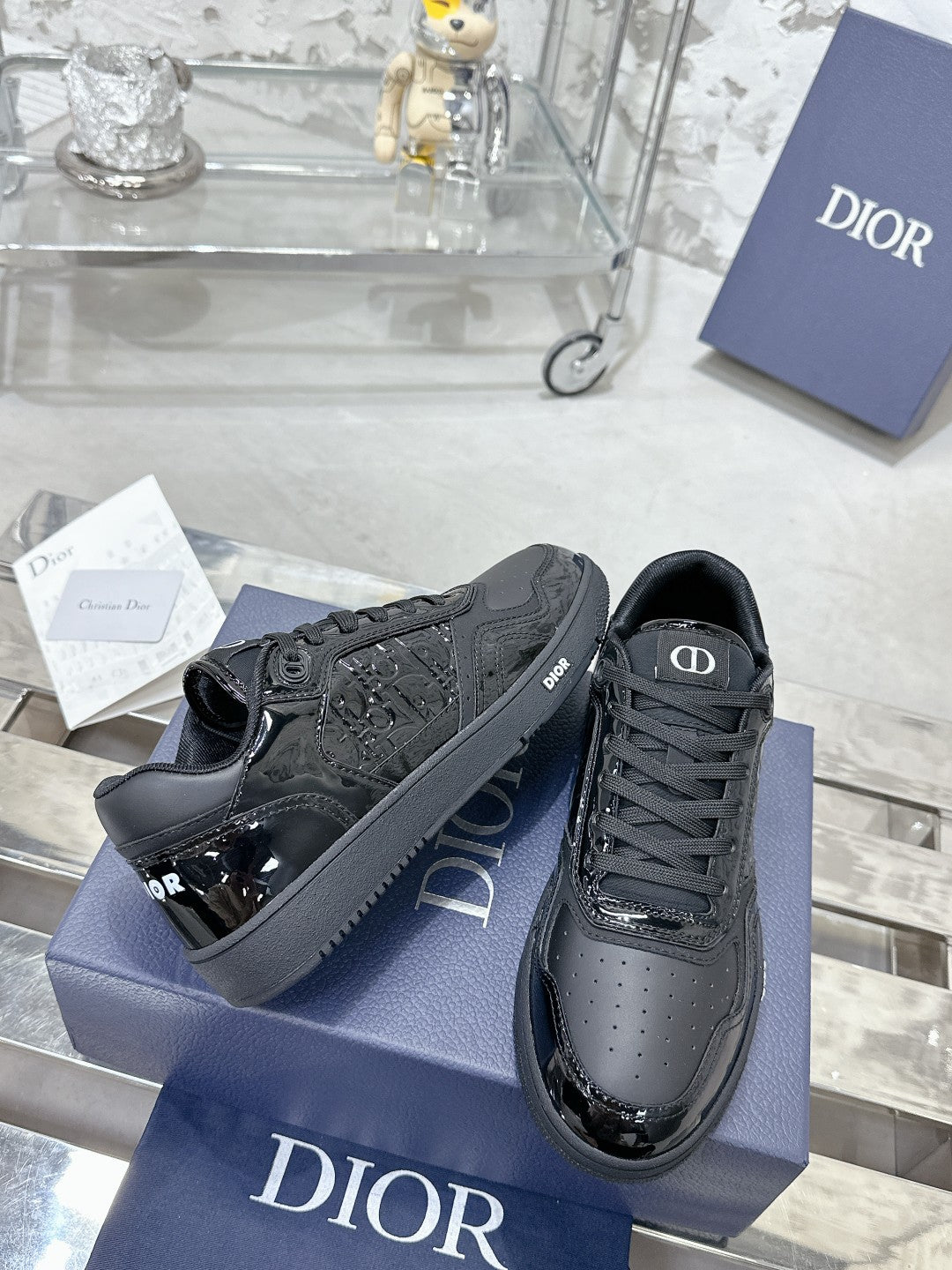 CD B27 Low-Top Sneaker 30mm In Black Monogram Calfskin 100803