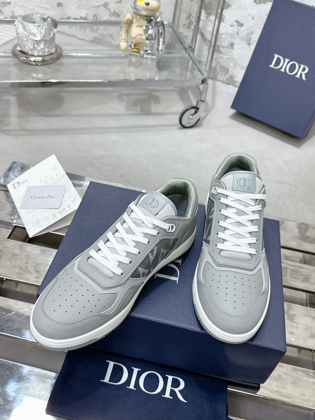 CD B27 Low-Top Sneaker 30mm In Grey Calfskin 100819