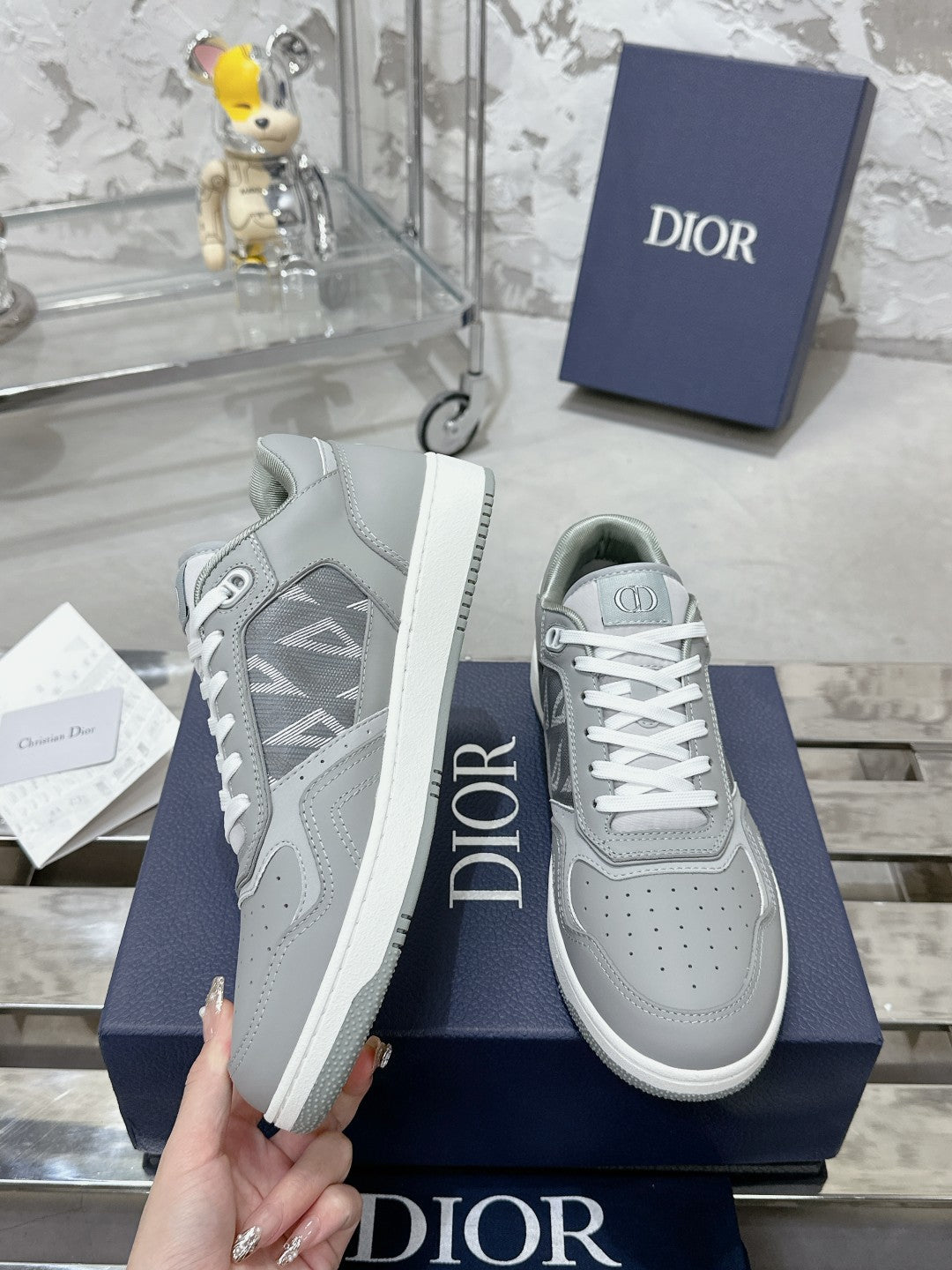 CD B27 Low-Top Sneaker 30mm In Grey Calfskin 100819