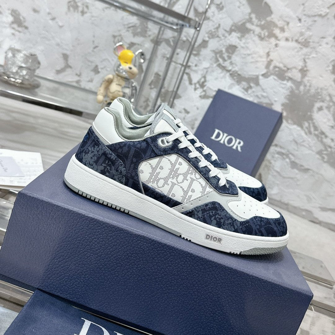 CD B27 Low-Top Sneaker 30mm In Deep Blue Monogram Calfskin  100821