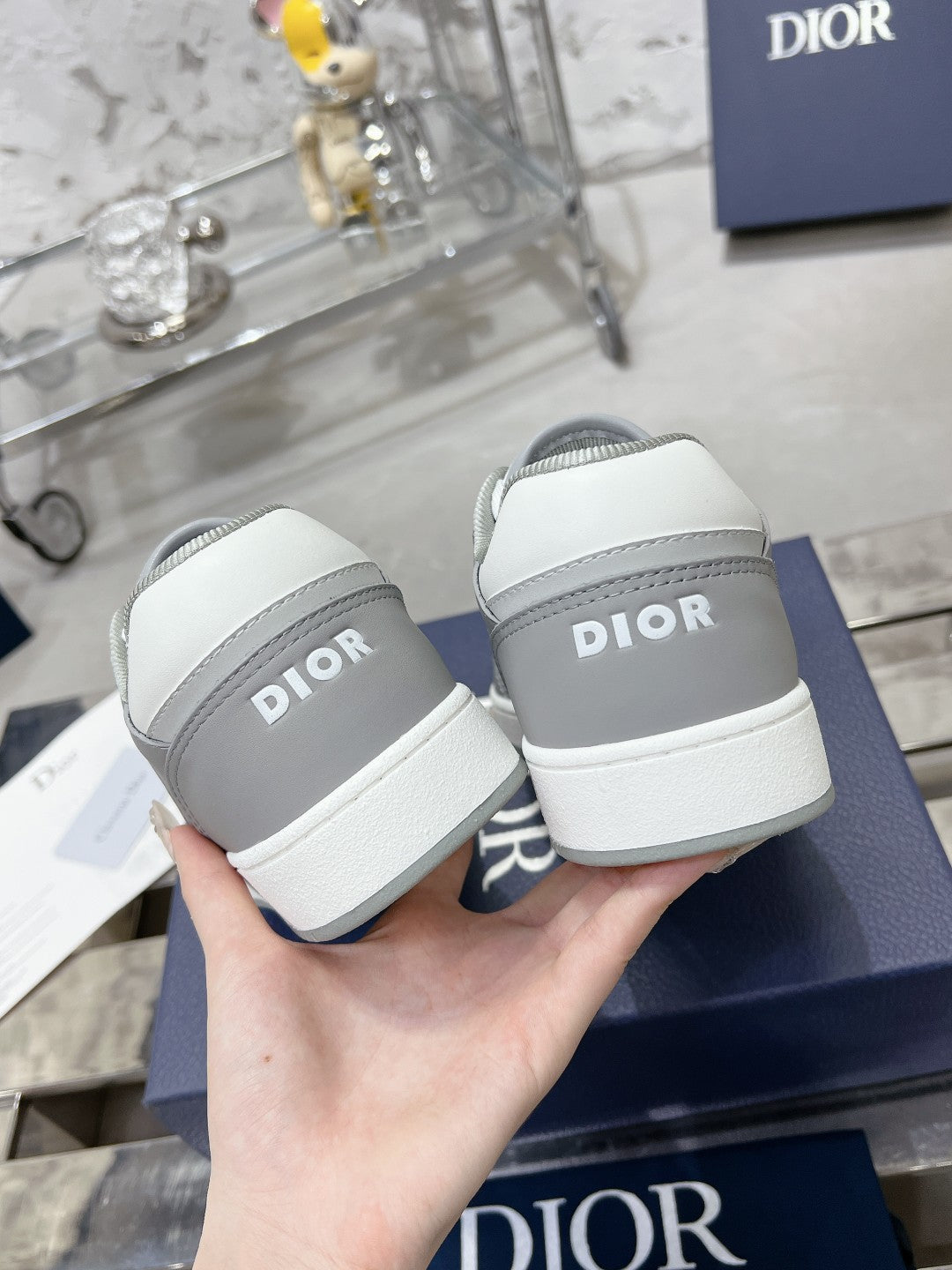 CD B27 Low-Top Sneaker 30mm In Grey White Monogram Calfskin 100823