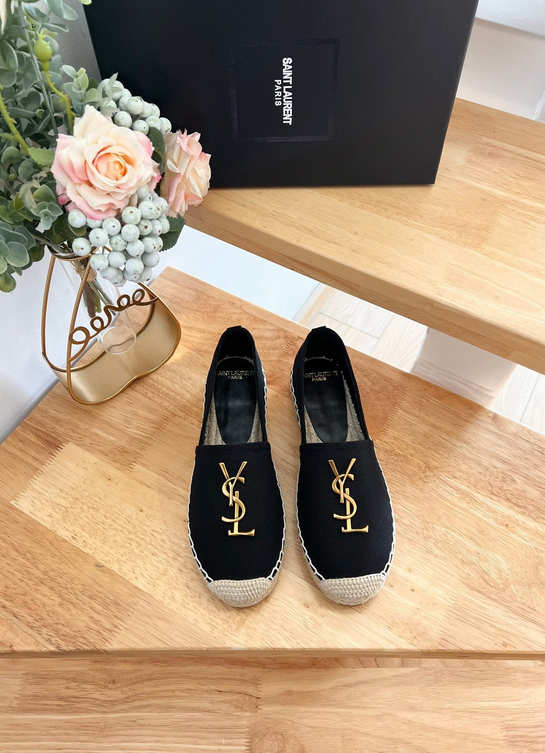 SL YVES LOGO SLIP ON BLACK CANVAS