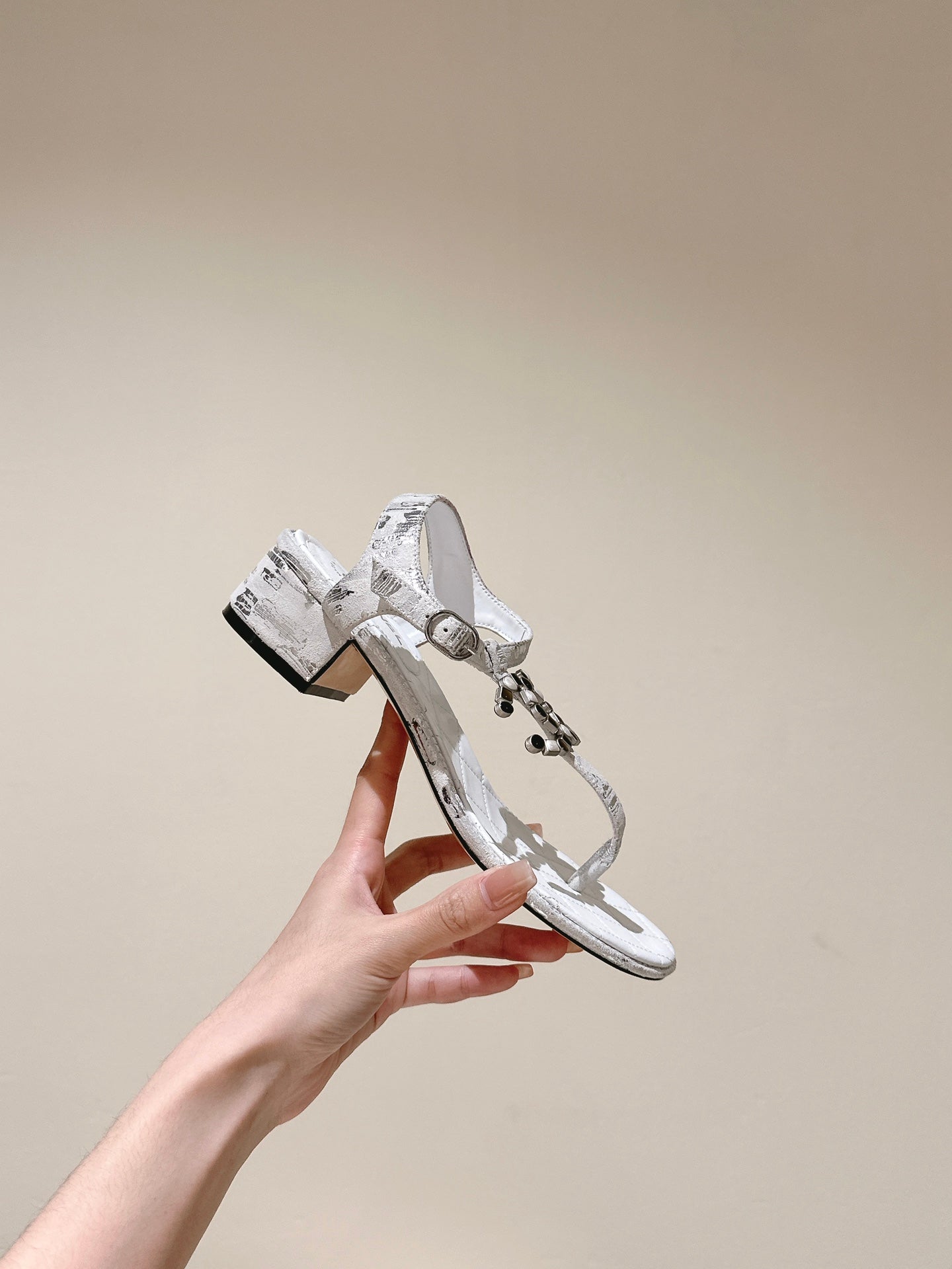 cc sandal 45 white lambskin