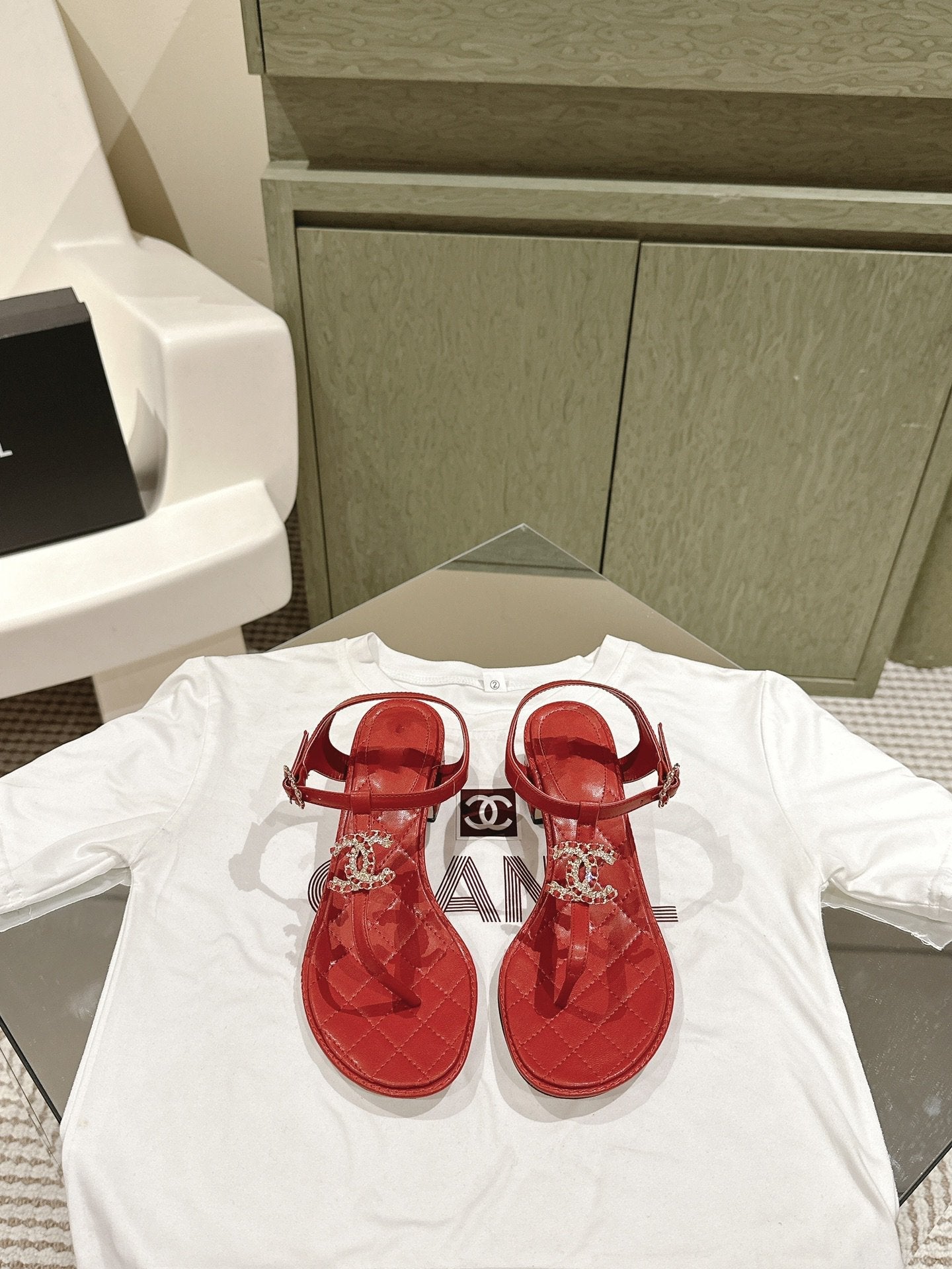 cc sandal 45 red lambskin