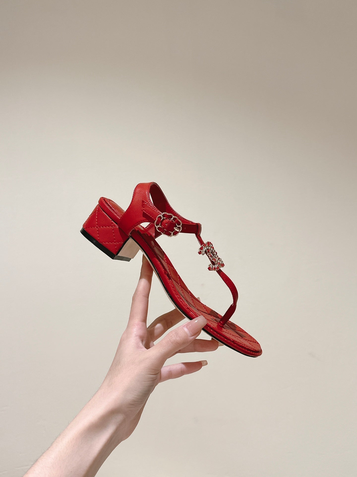 cc sandal 45 red lambskin
