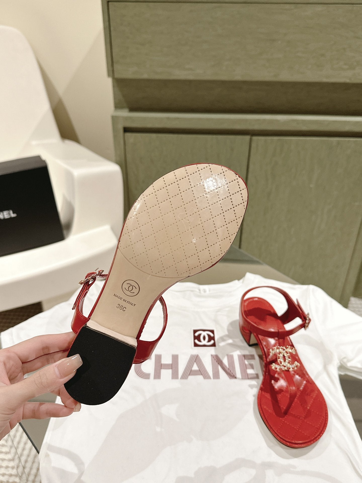 cc sandal 45 red lambskin