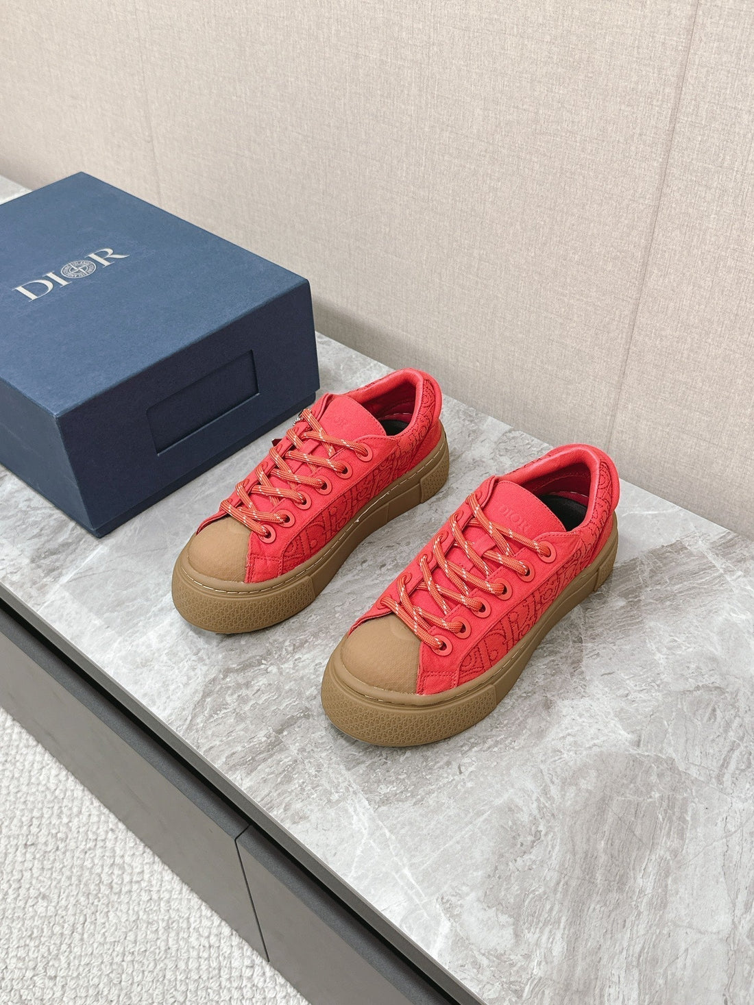 CD And Stone Island B33 Sneaker – Limited And Numbered Edition Coral Red Canvas